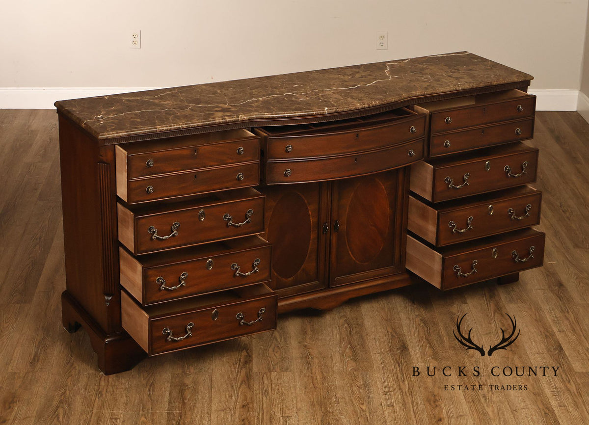 Drexel Heritage 'Covington Park' Marble Top Mahogany Door Chest