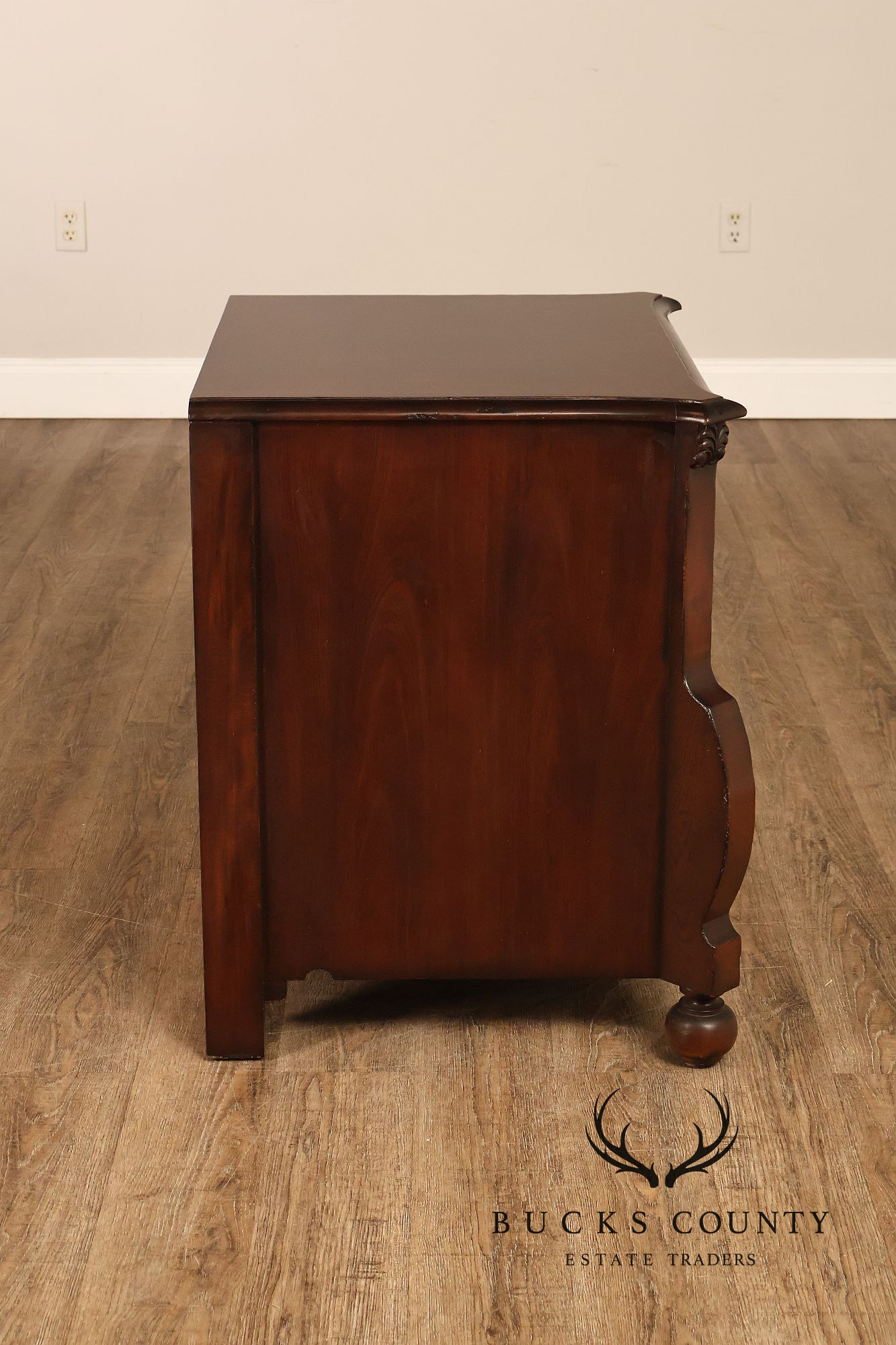 Ralph Lauren Signed Mahogany Bombe Chest Of Drawers