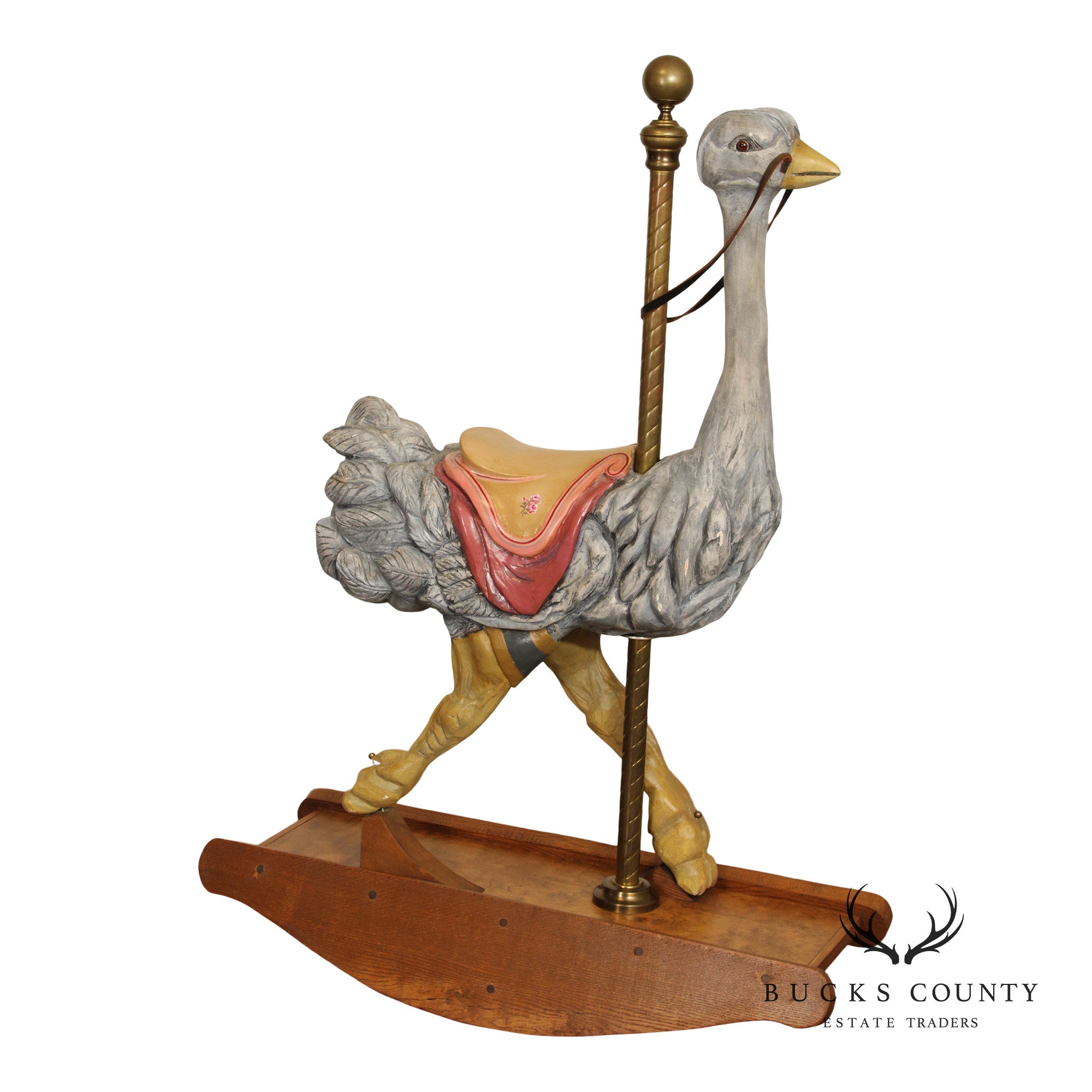 Vintage Polychrome Painted Carousel Ostrich