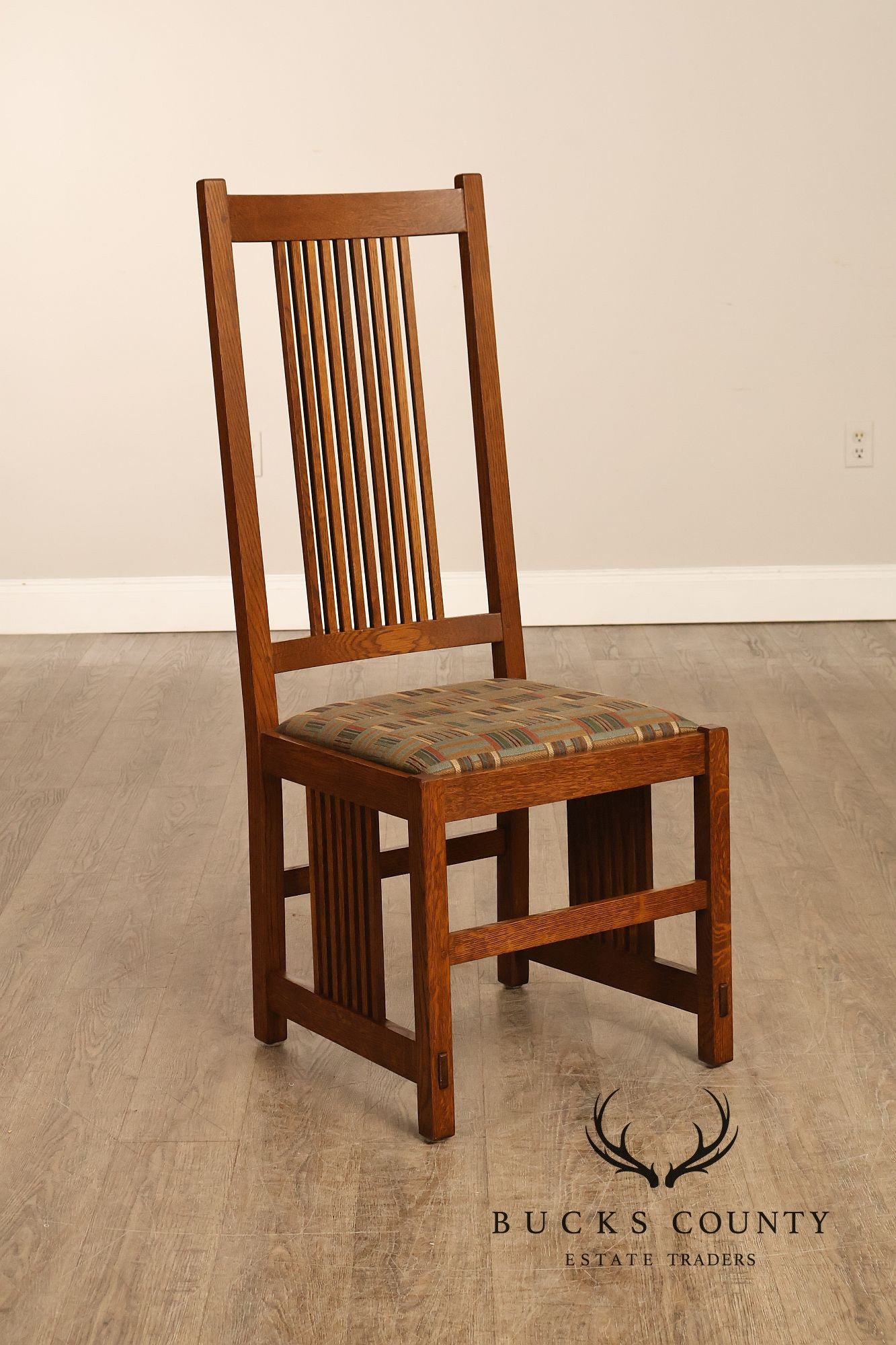 Stickley Mission Collection Pair of Oak Spindle Side Dining Chairs