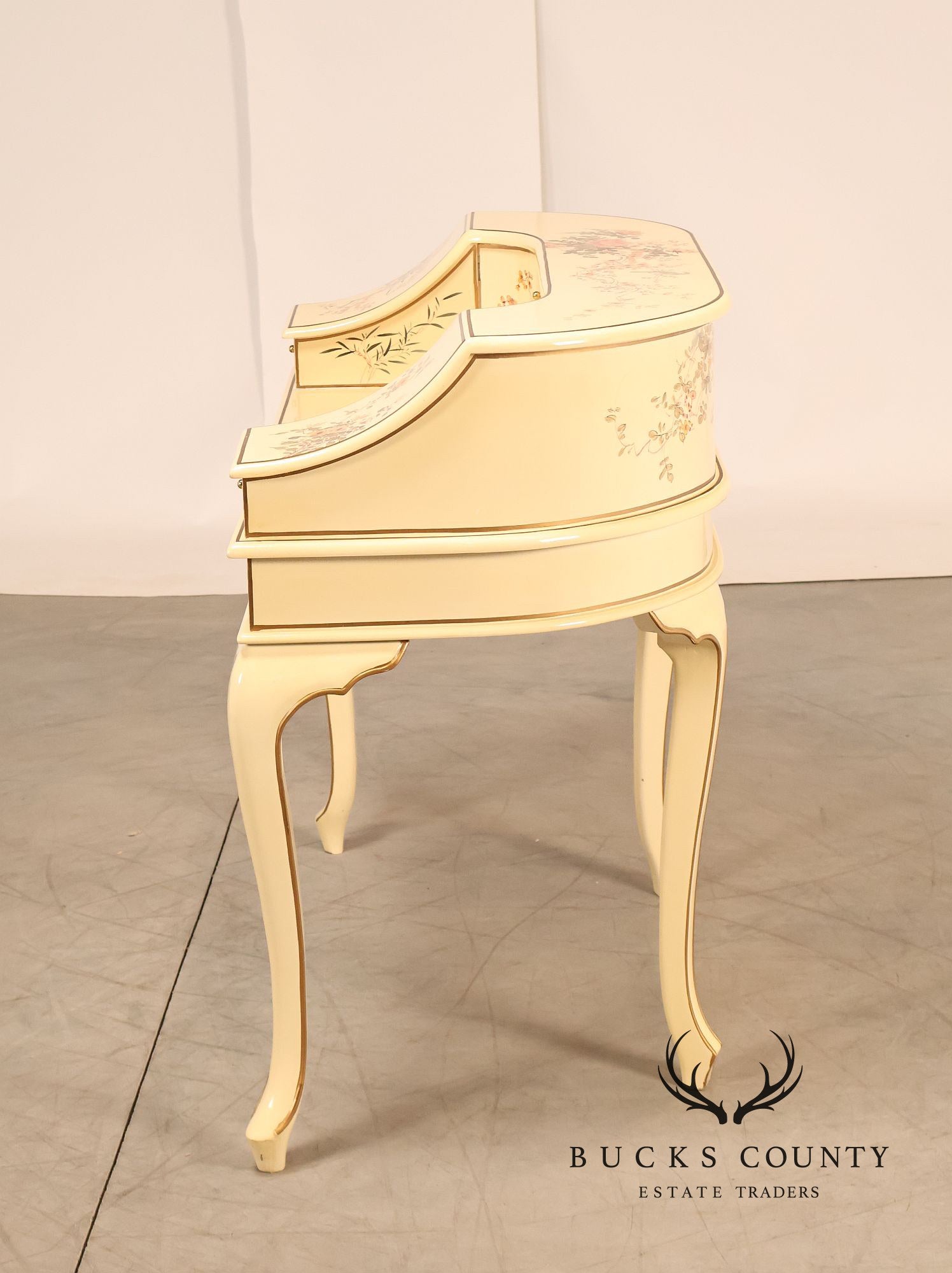 Chinoiserie Painted Carlton House Writing Desk With Chair