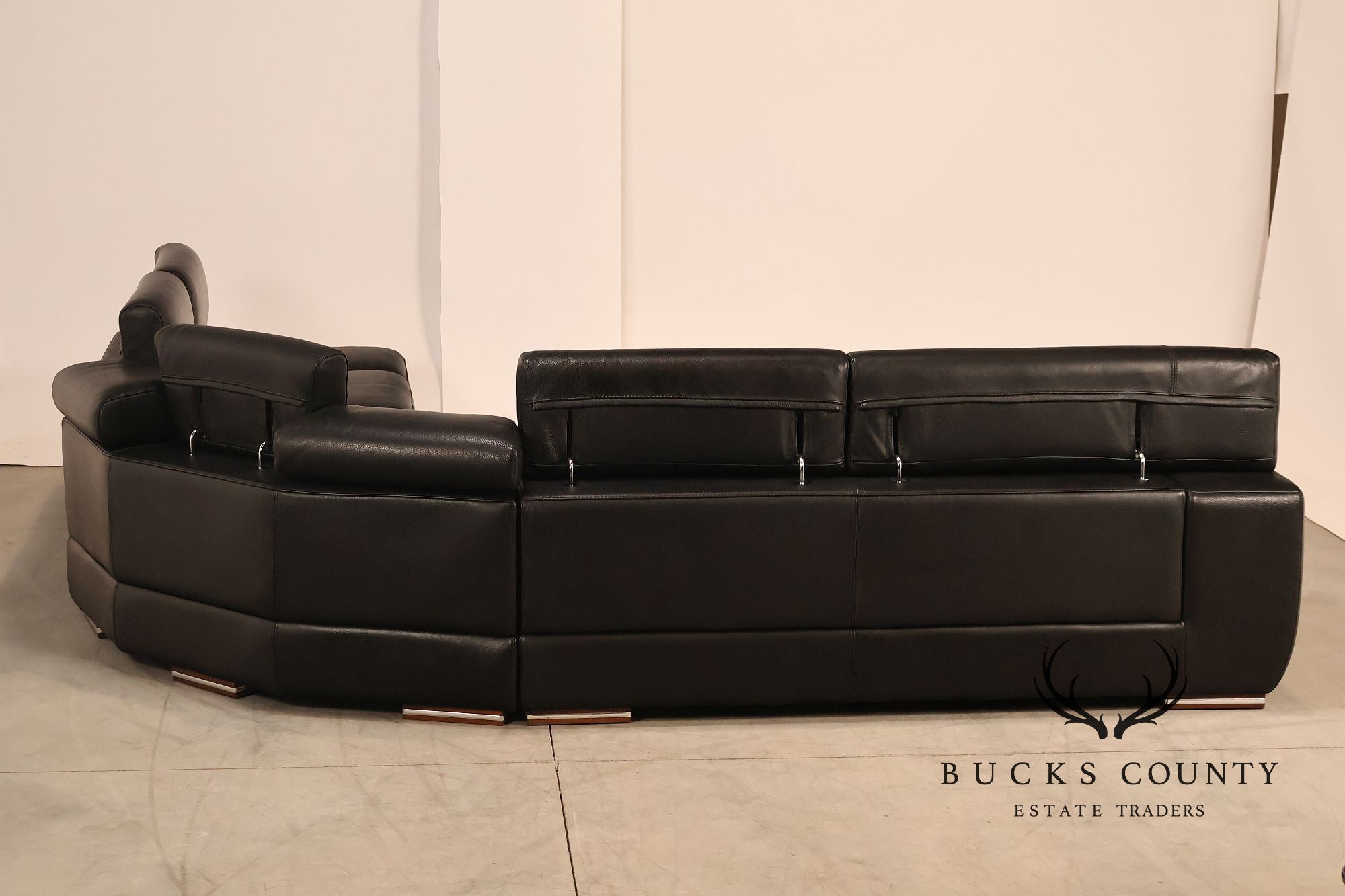 Italian Homes Contemporary Black Leather Sectional Sofa
