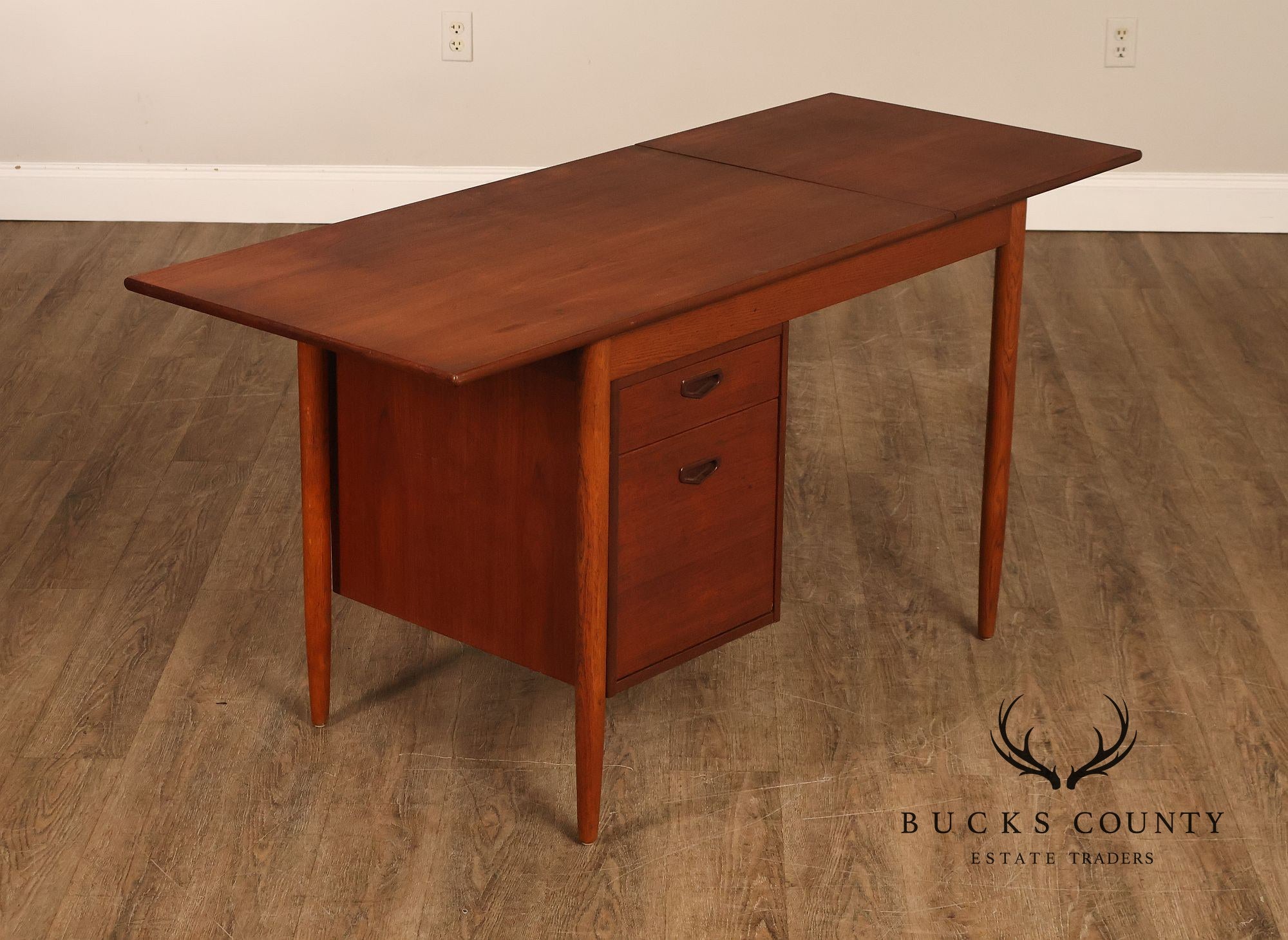 Arne Vodder Attributed Danish Modern Teak Drop Leaf Desk