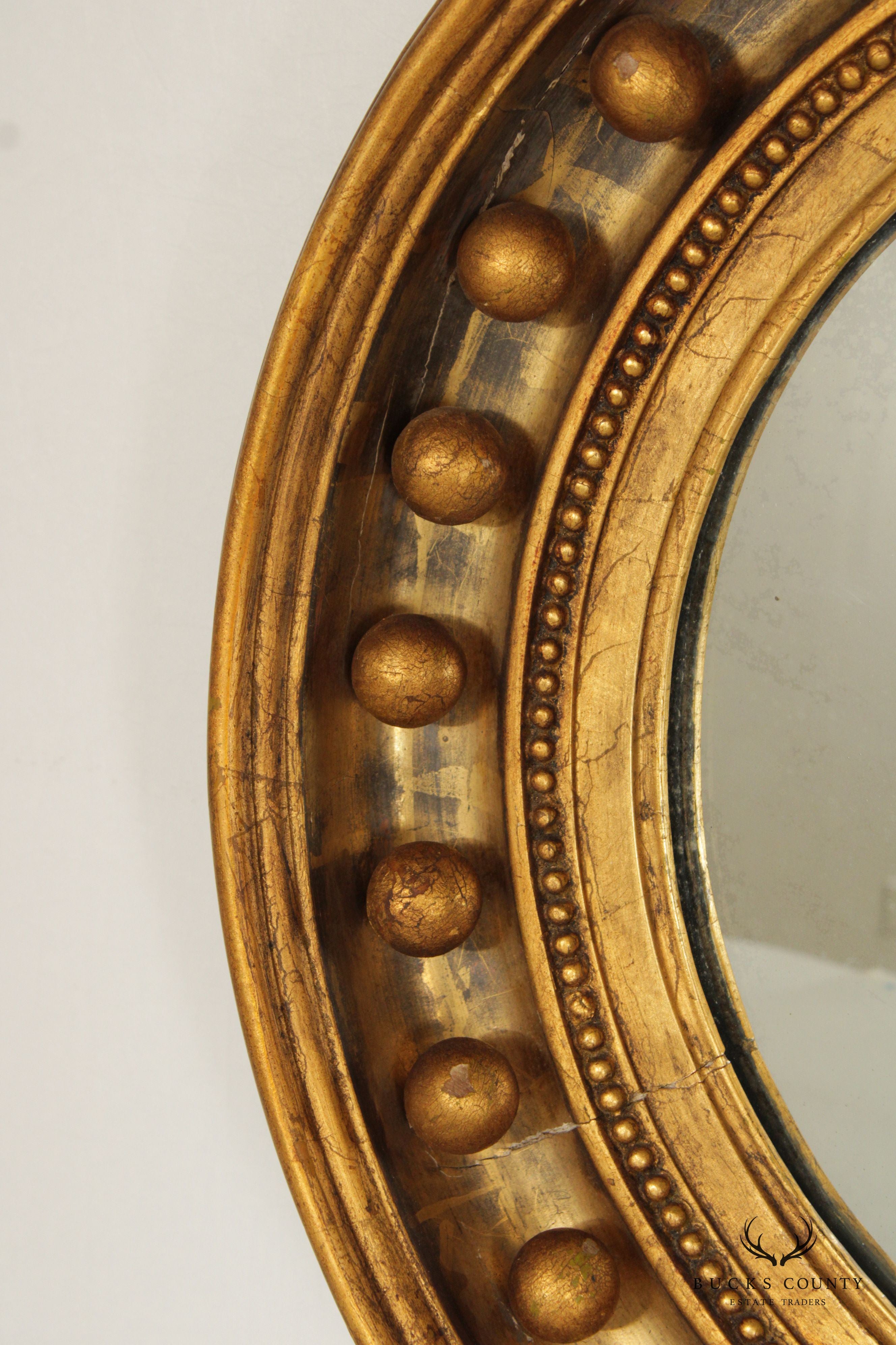 Regency Style Antique Giltwood Convex Mirror