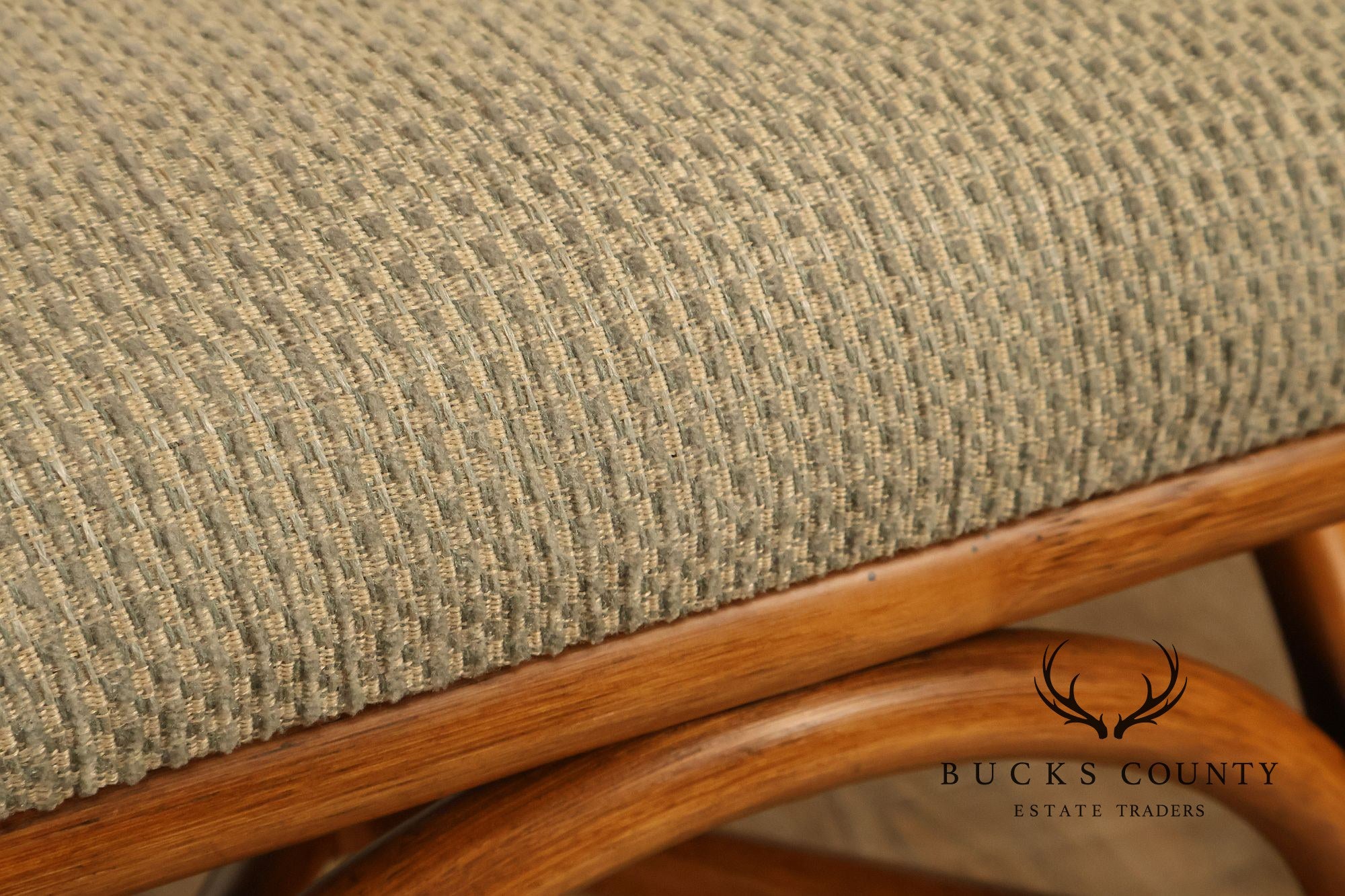 Coastal Style Pair Of Rattan Dining Chairs With Upholstered Seats