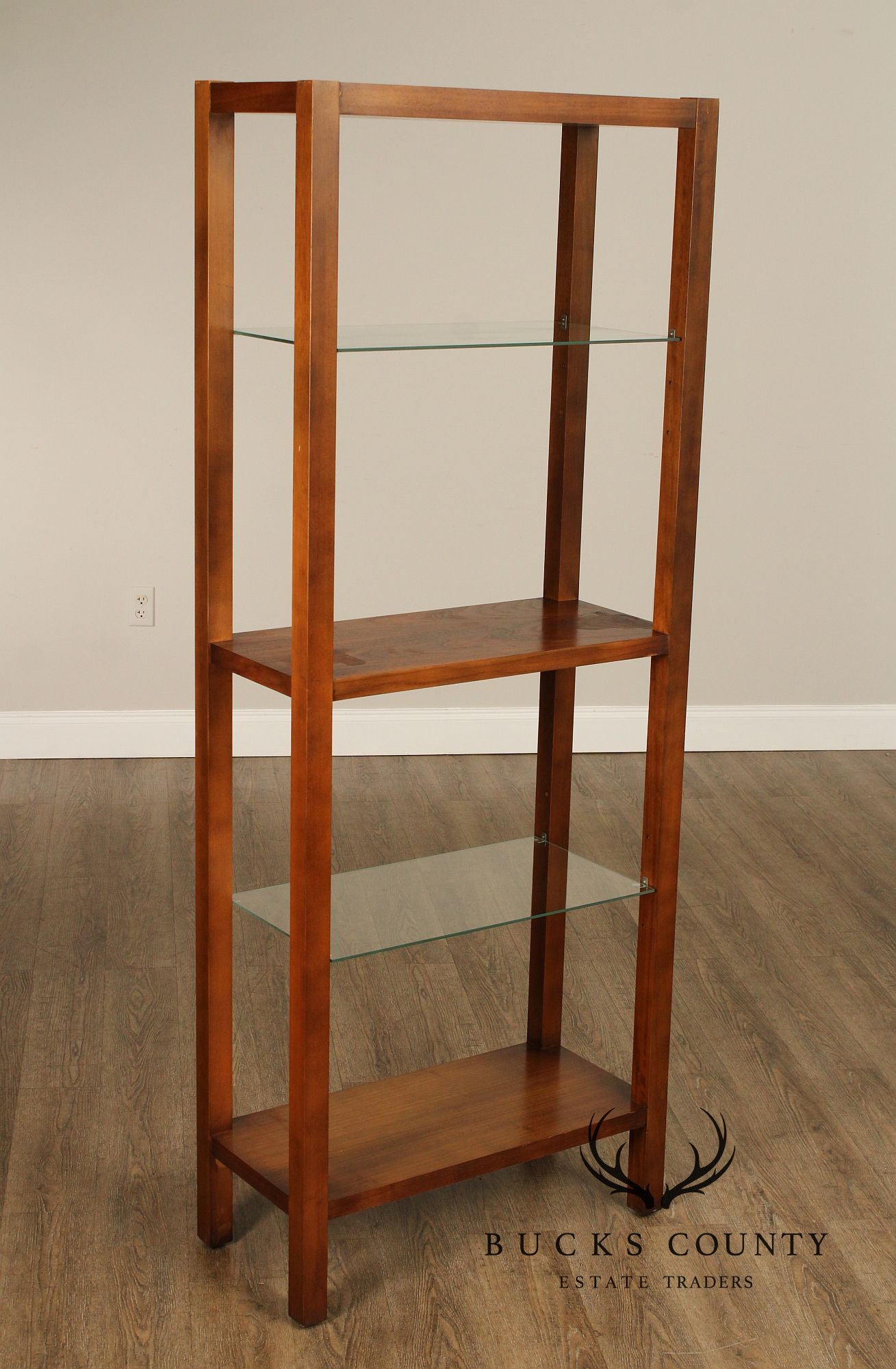 Lane Mid Century Modern Walnut Open Etagere Bookcase