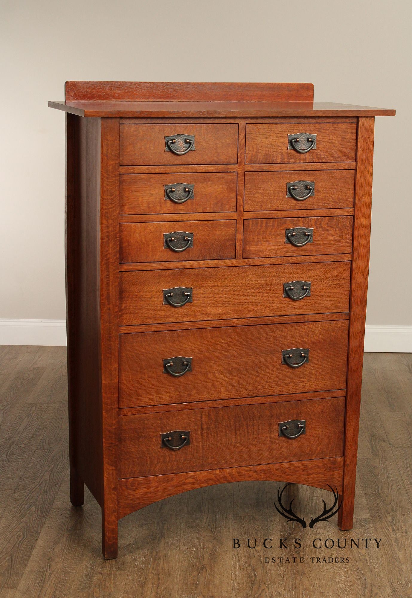 Stickley Mission Collection Harvey Ellis Oak Nine Drawer Tall Chest