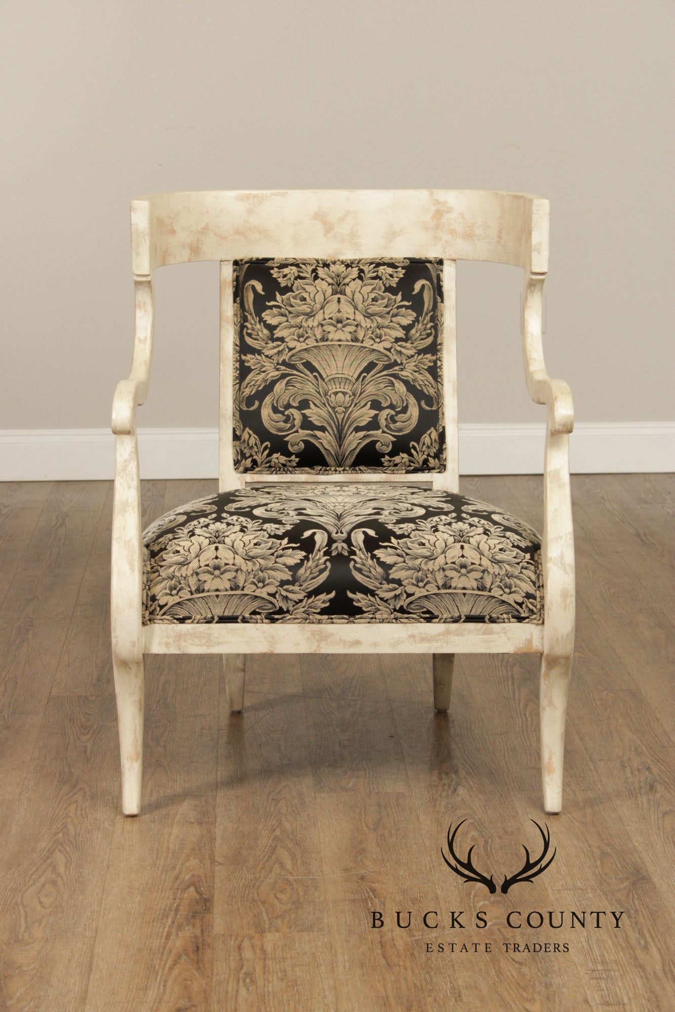 Regency Style Pair Of Painted Fauteuil Armchairs