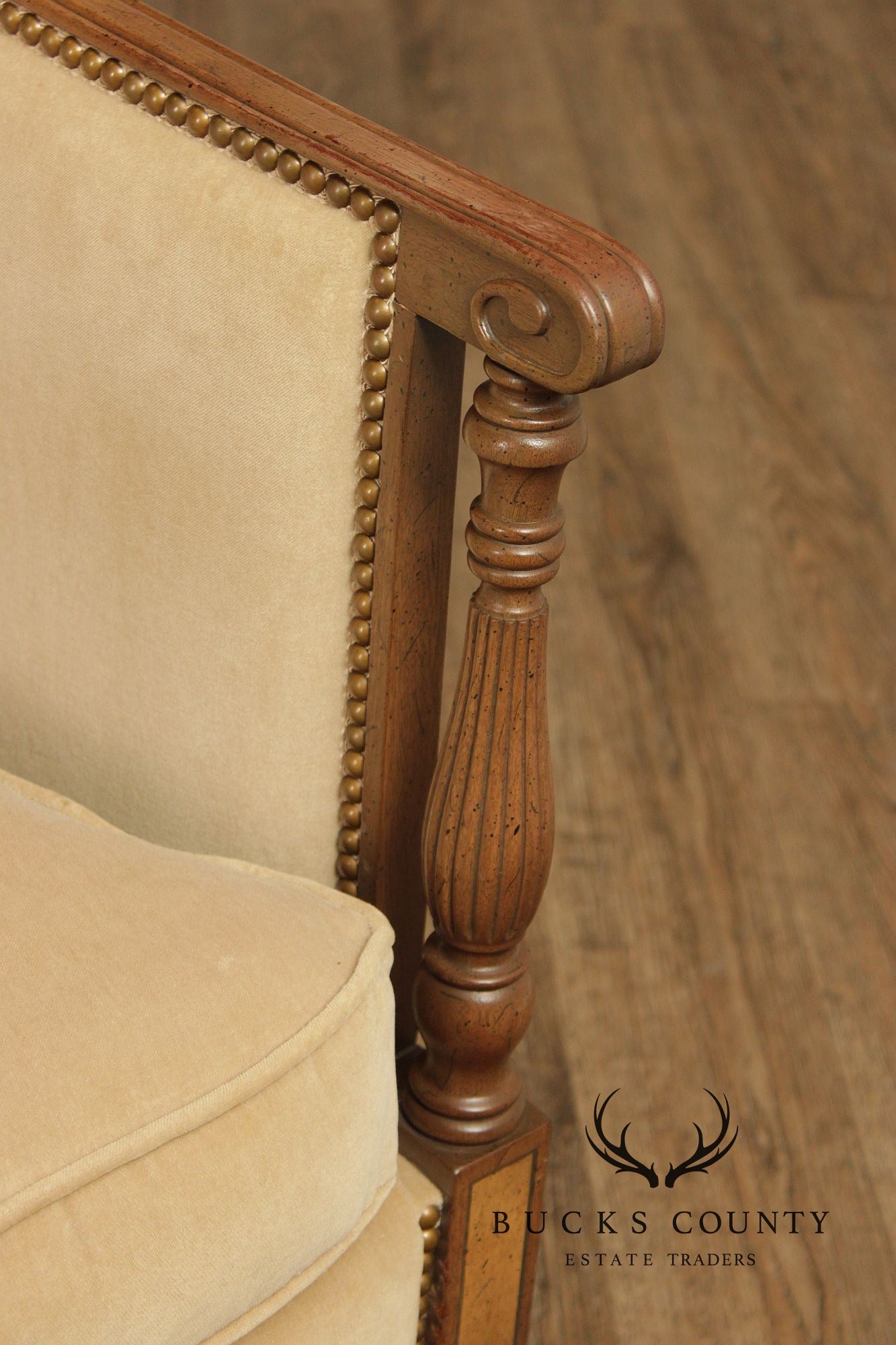 Sheraton Style Vintage Mahogany Tufted Sofa