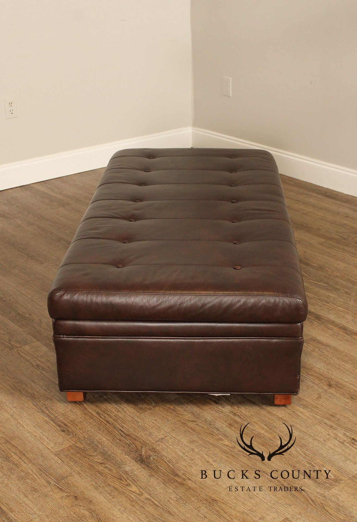 Stickley 'Chicago' Leather and Cherry Storage Ottoman