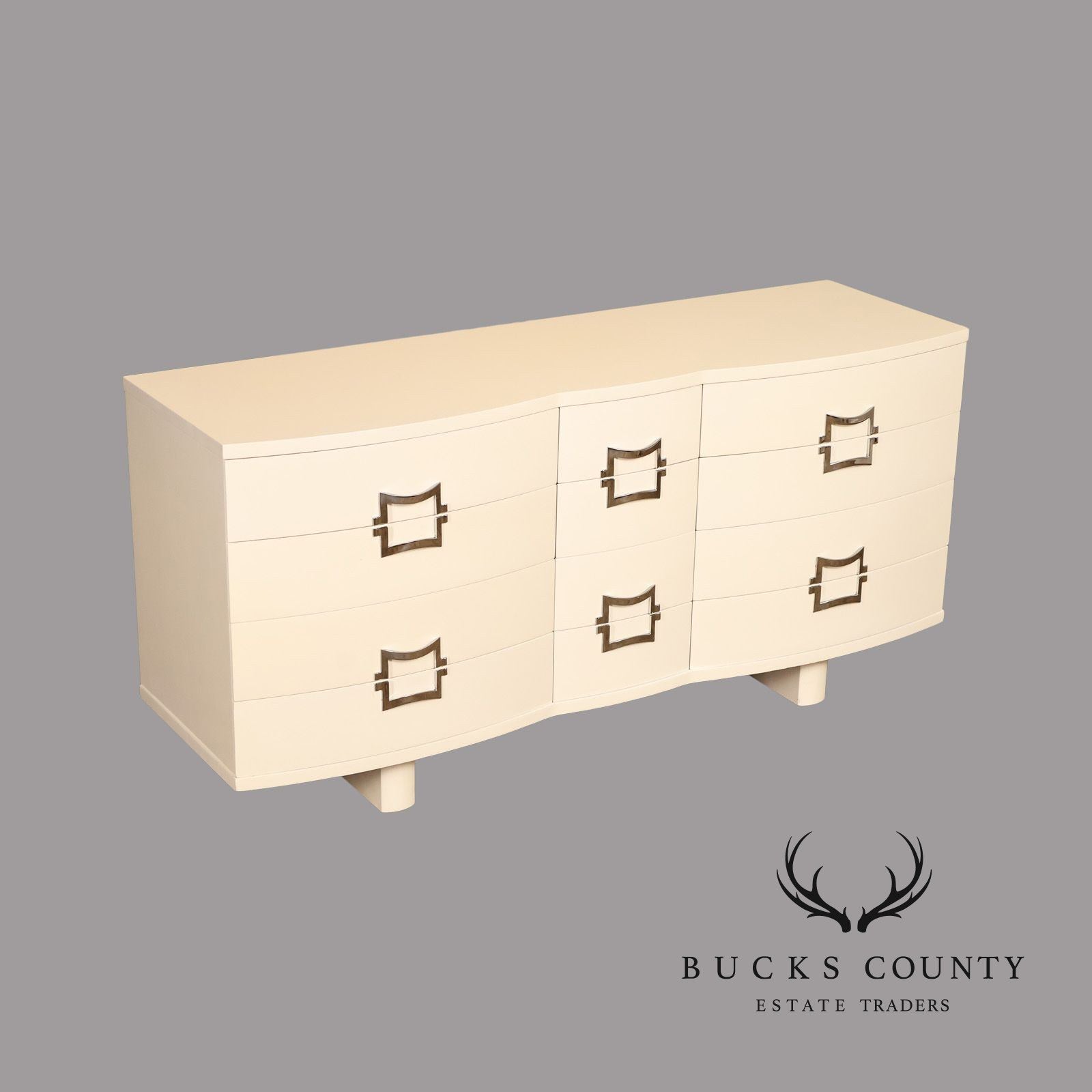 Rway Mid Century Modern White Lacquered Triple Dresser