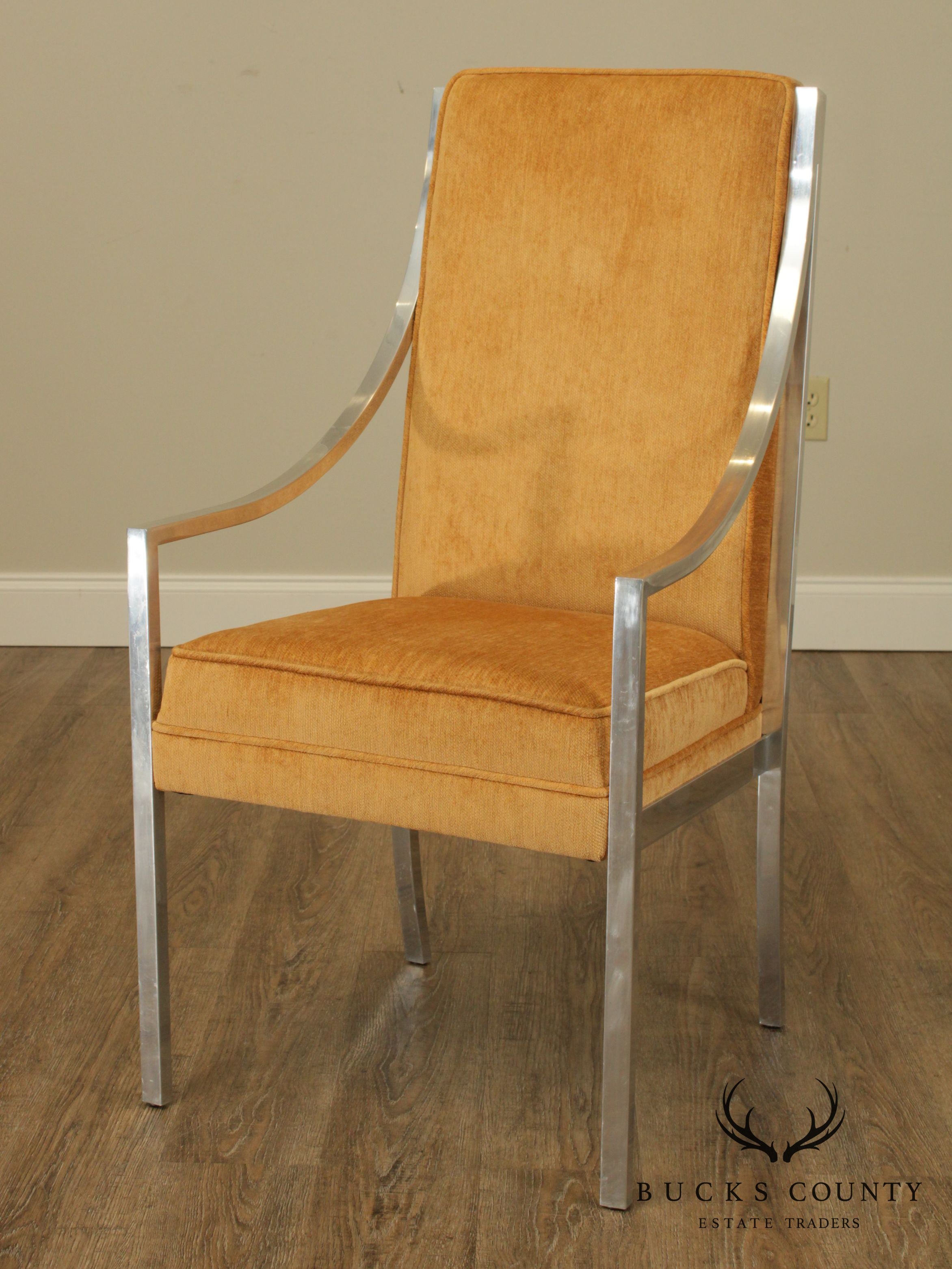Mid Century Modern Aluminum Frame Upholstered Armchair