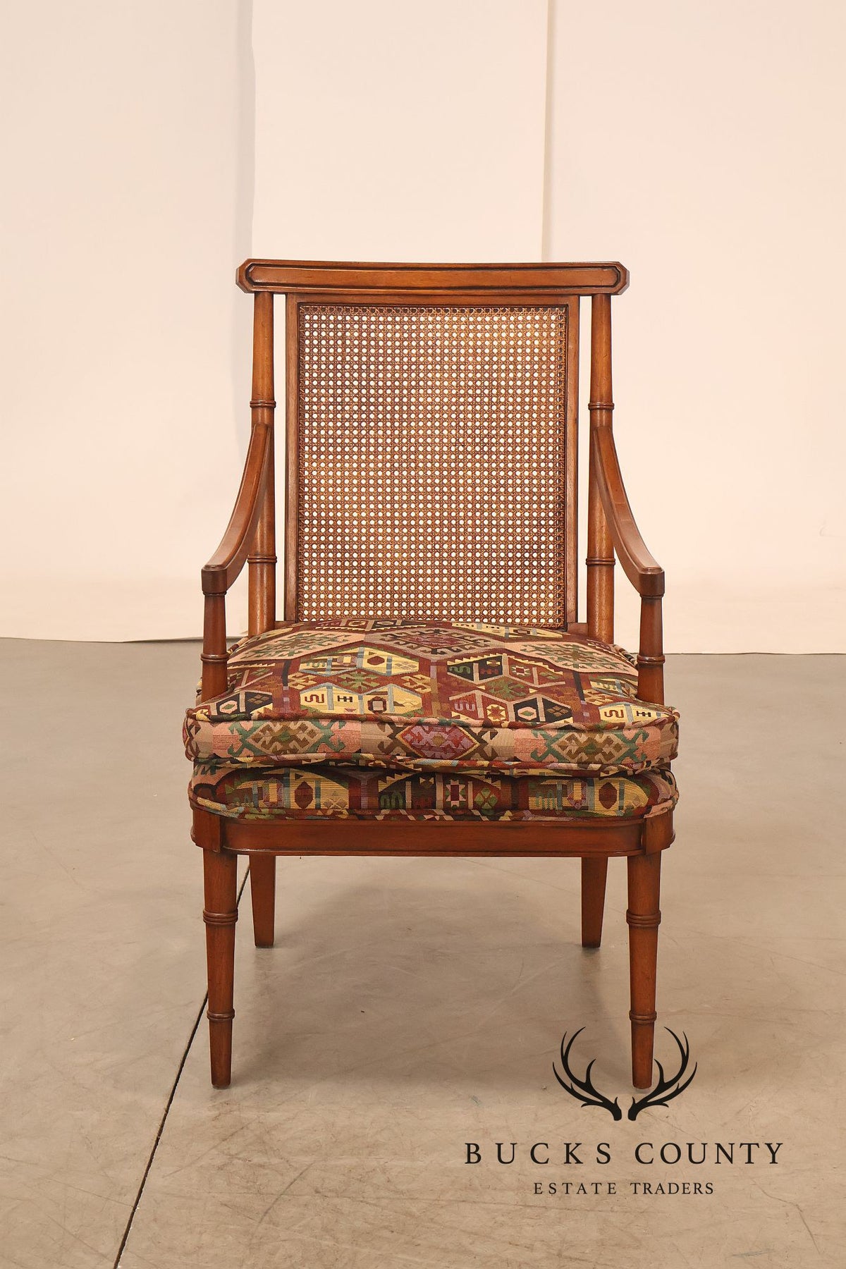 Mid Century Set of Four Cane Back Armchairs