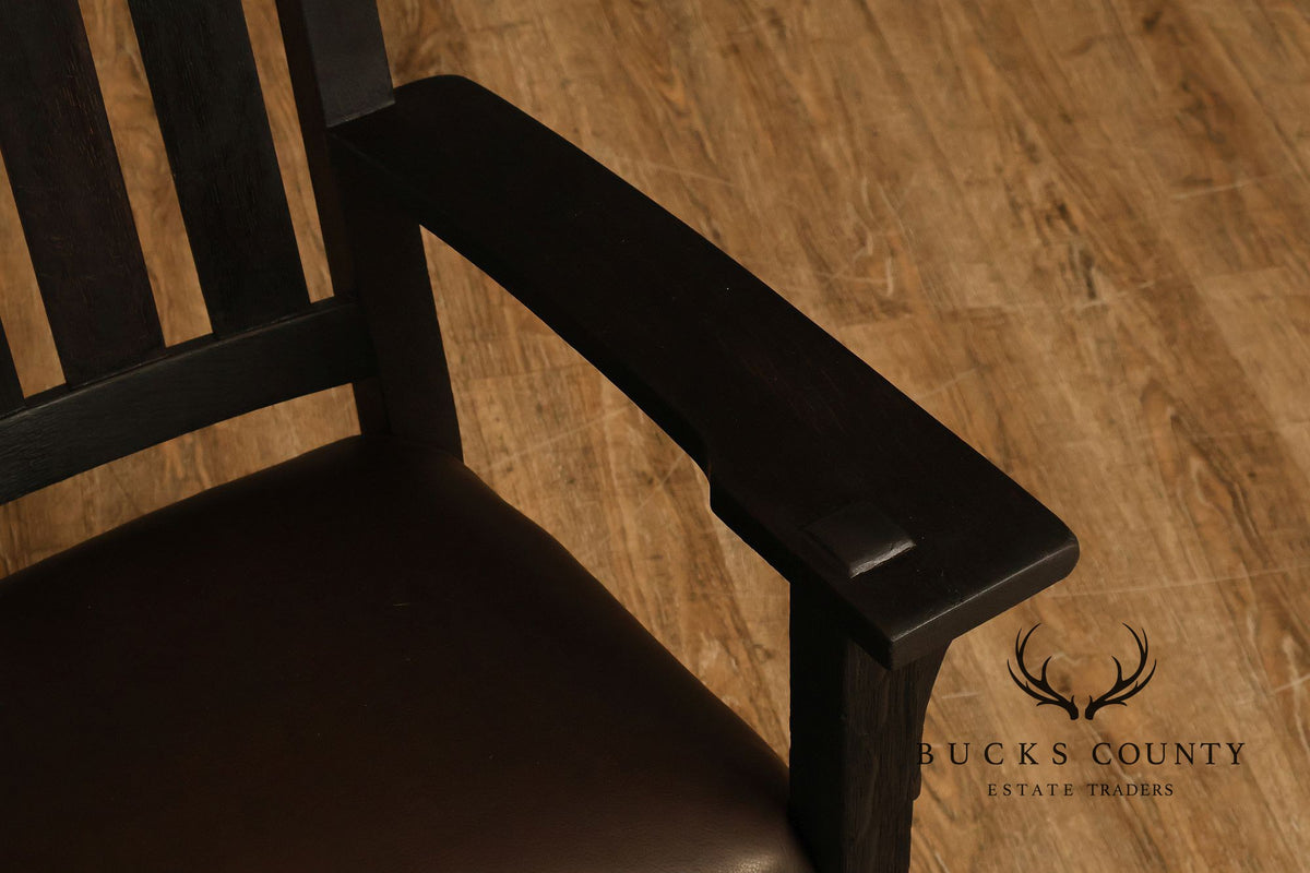 Antique Gustav Stickley Mission Oak V Back Rocking Armchair