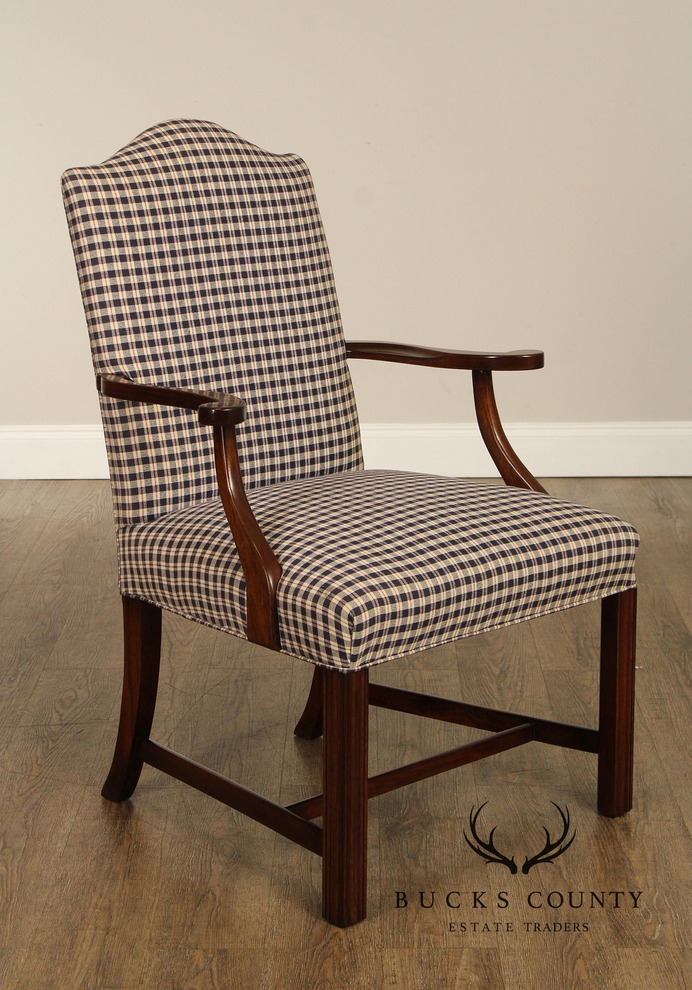 Chippendale Style Carved Mahogany Library Armchair, Most Likely By Hickory Chair (Not Labeled)