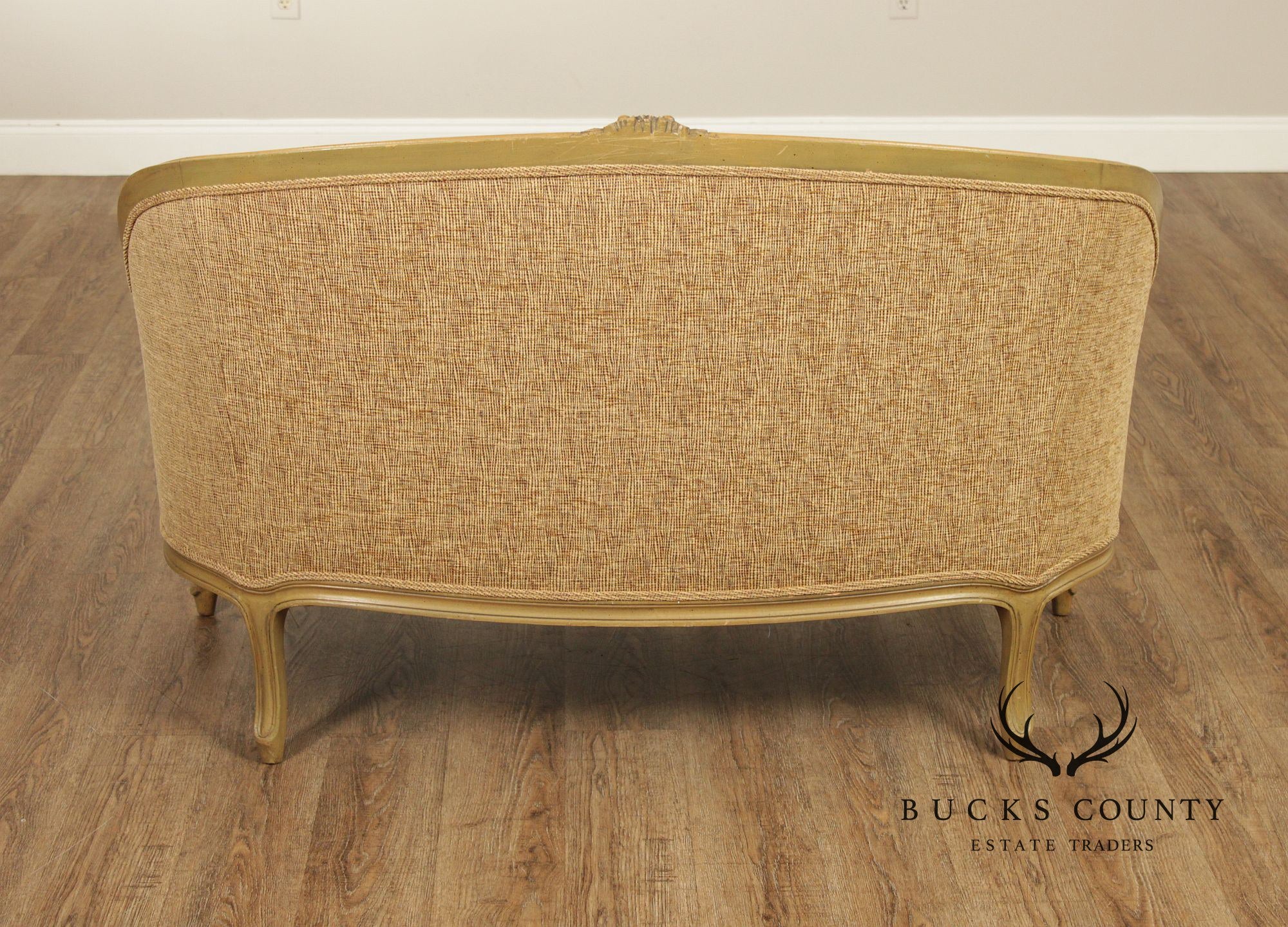 French Louis XV Style Distress Painted Settee Loveseat