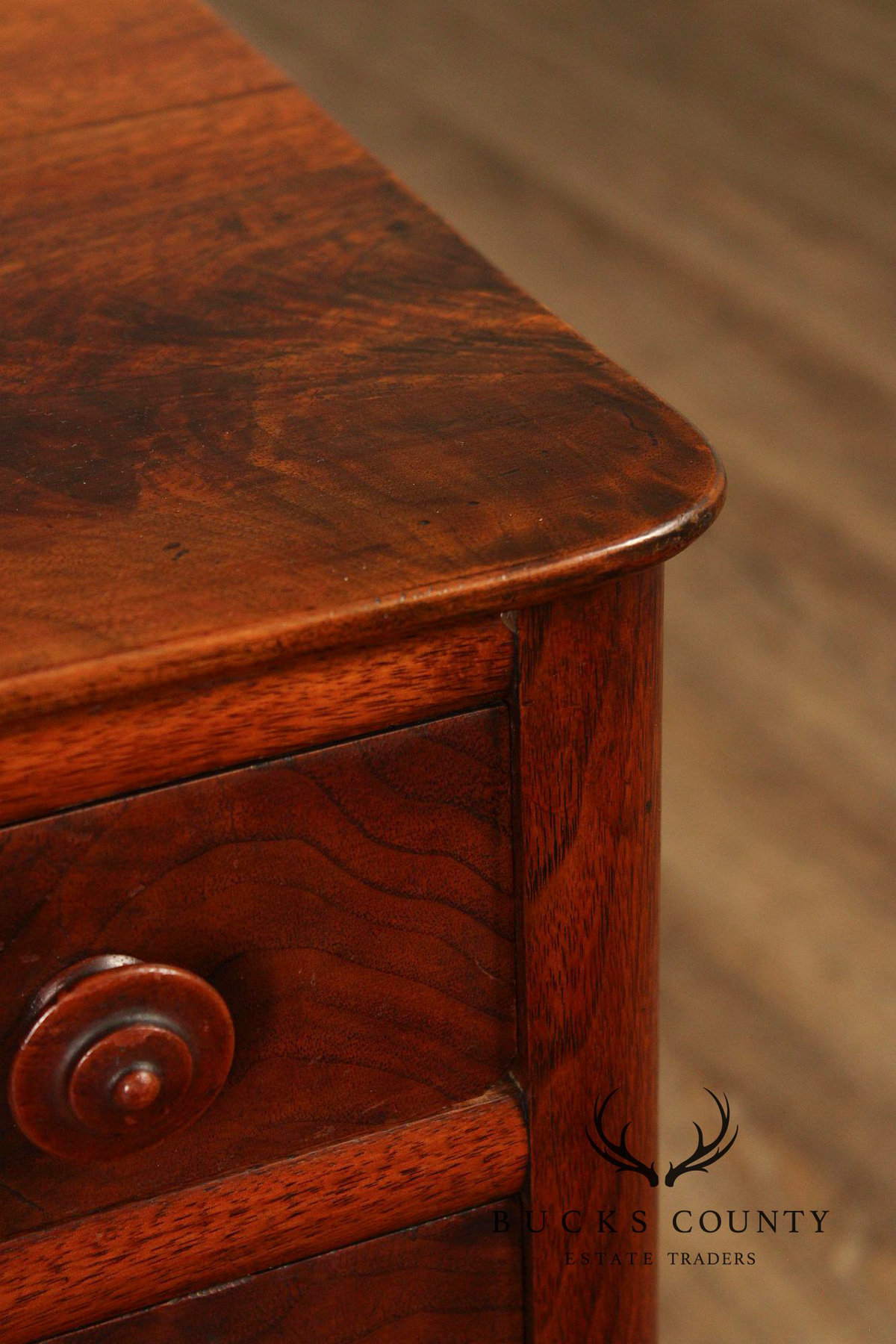 Antique American Empire Mahogany Lyre Form Two-Drawer Work Table