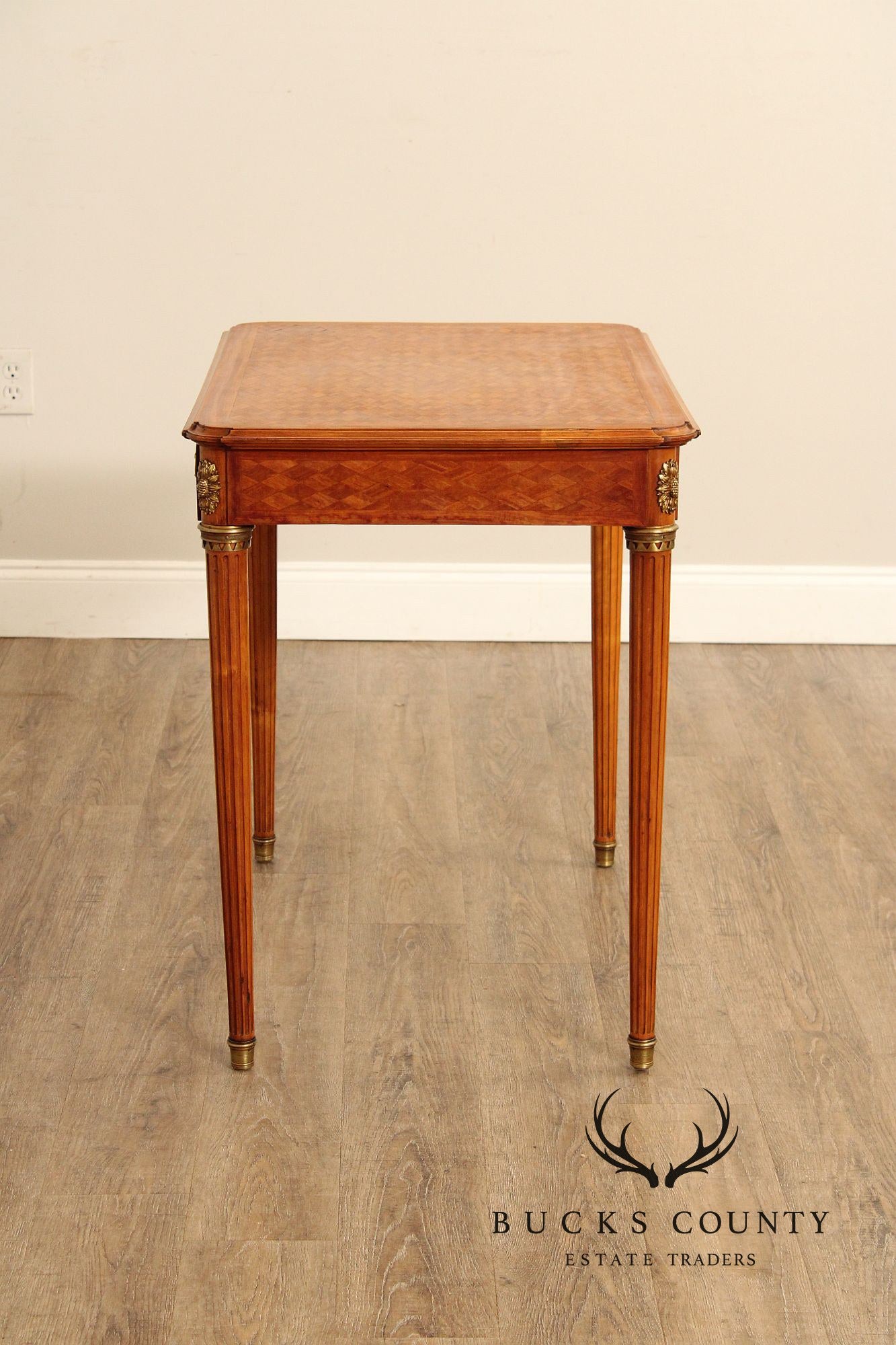 French Louis XVI Style Antique Parquetry Writing Table