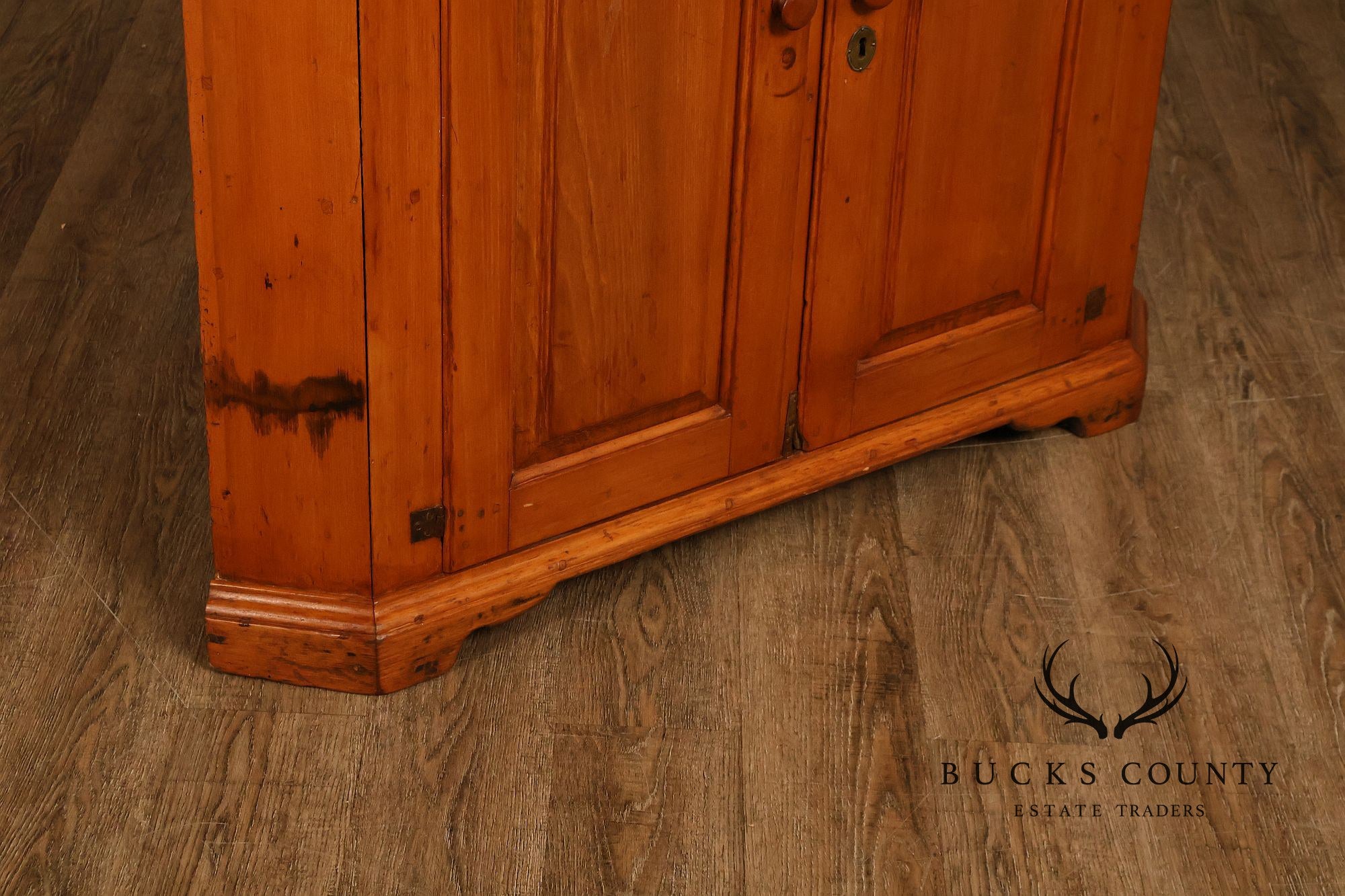 Antique Primitive Pine Single Door Corner Cabinet