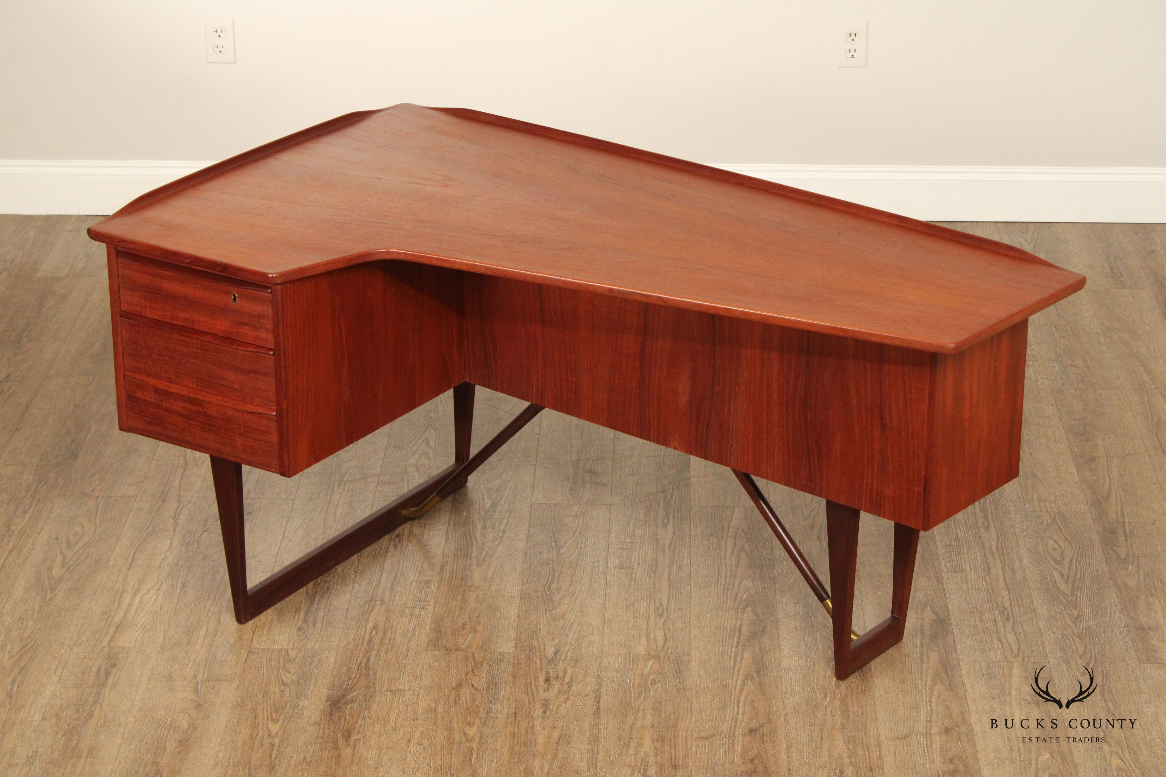 Peter Lovig Nielsen Danish Modern Teak “Boomerang” Desk