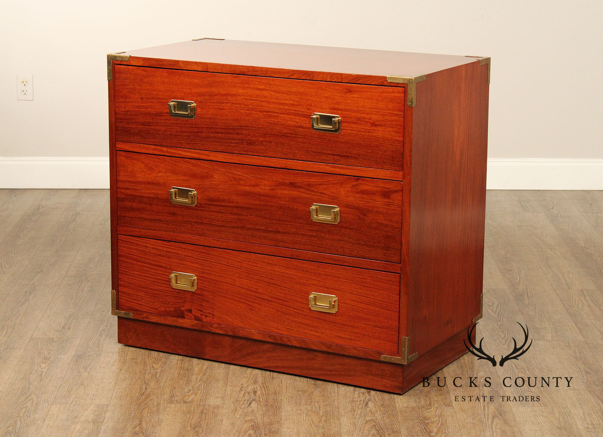 Campaign Style Brass Bound Rosewood Chest of Drawers