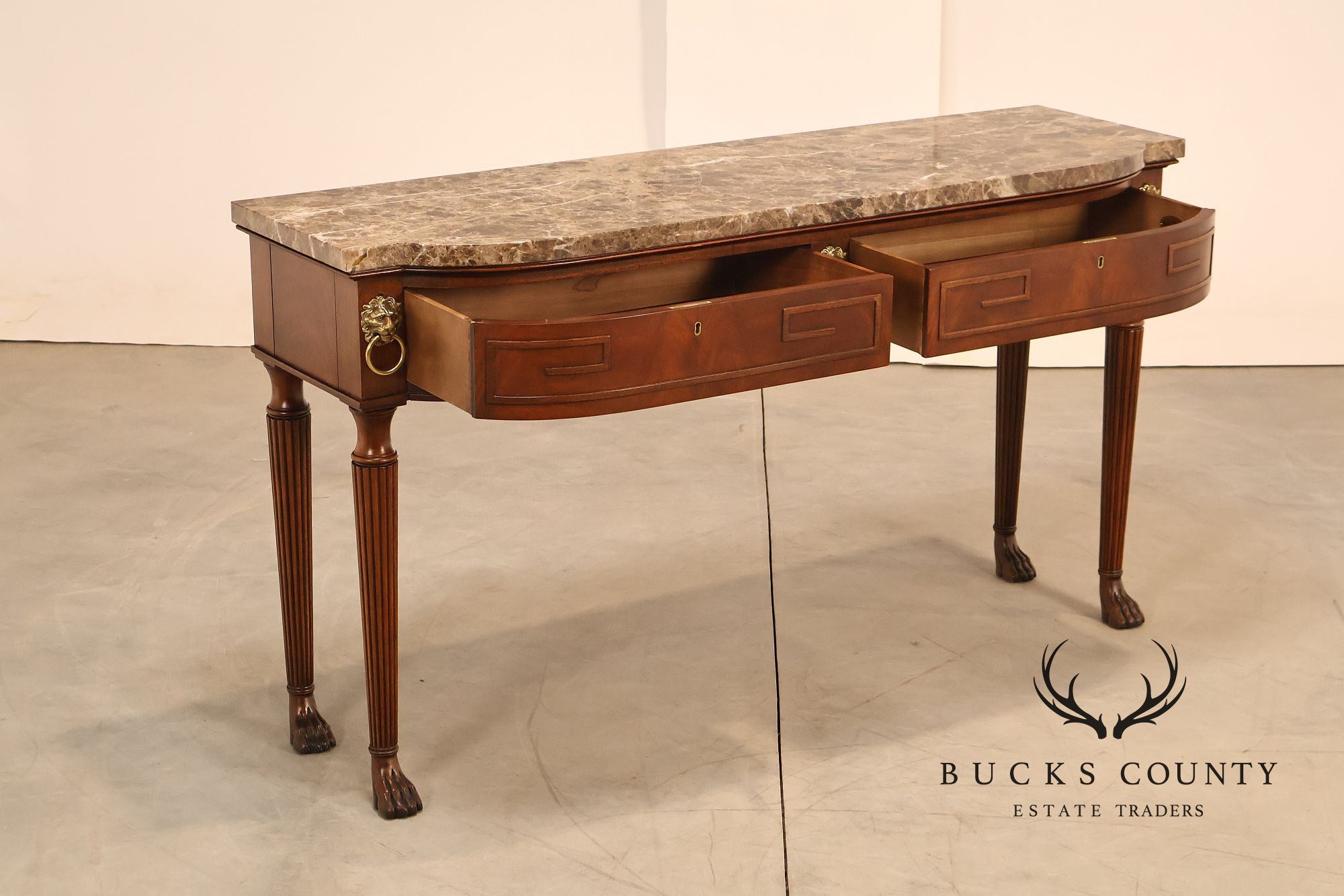 Henredon Historic Natchez Collection Regency Style Mahogany Marble Top Console Table