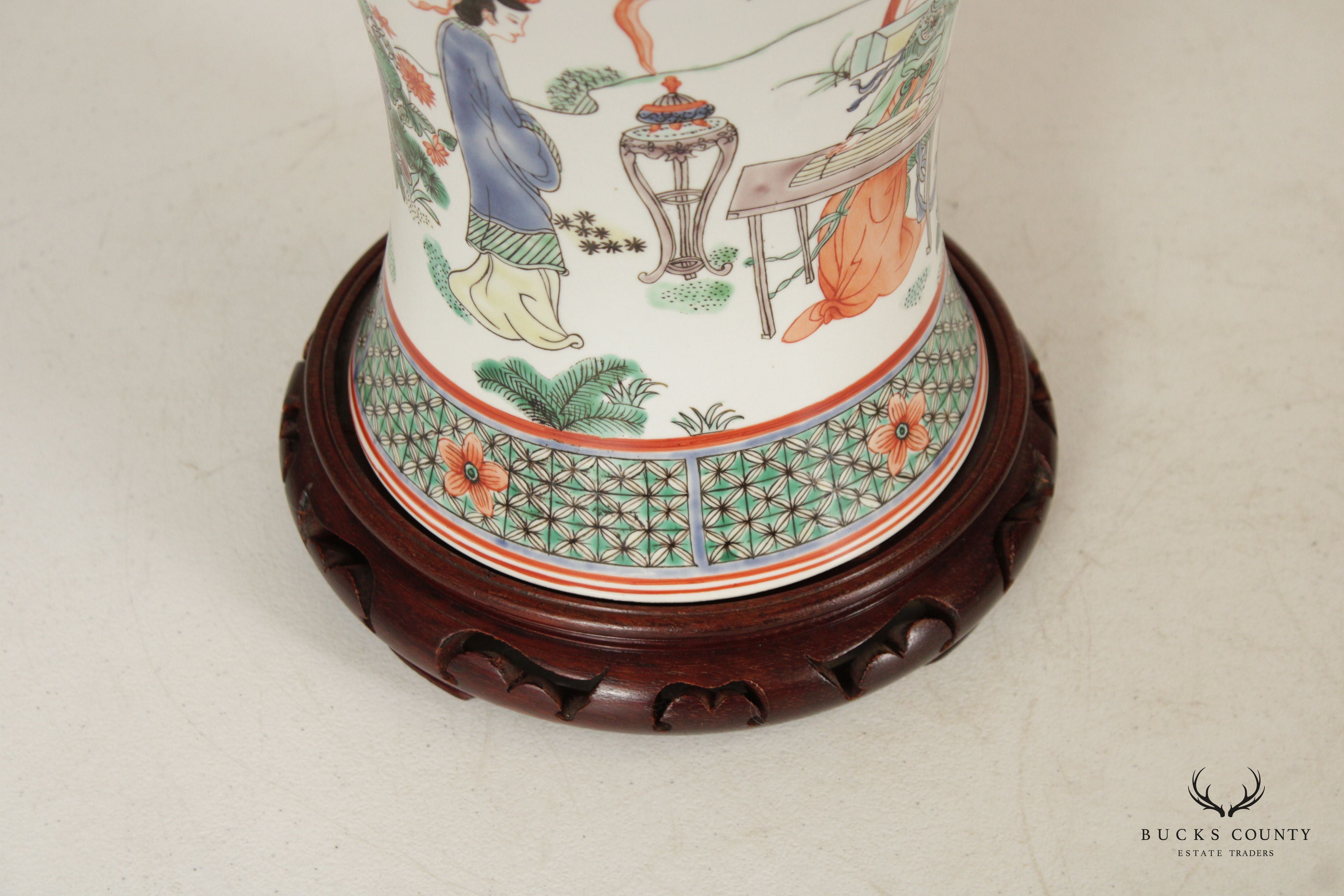 Chinese Enameled Porcelain Vasiform Table Lamp