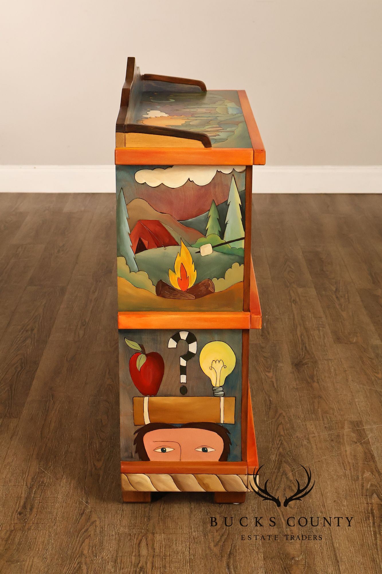 Sticks Artisan Hand Painted Open Bookcase