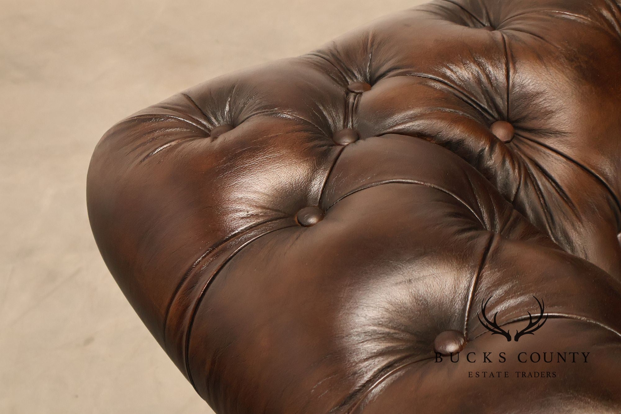 Chesterfield Style 6 Foot Dark Brown Tufted Leather Sofe