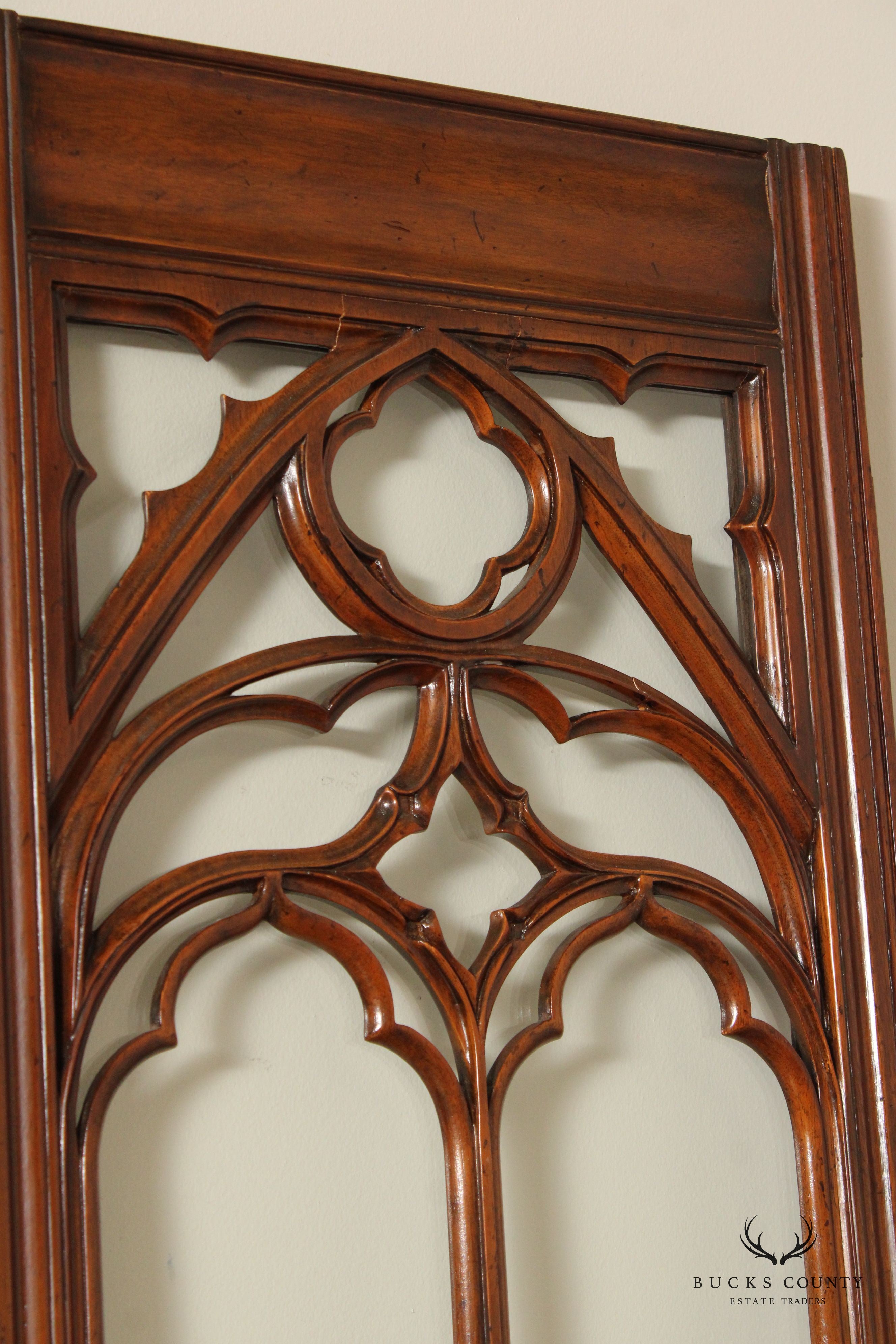 Gothic Revival Style Mahogany And Glass Eight-Panel Room Divider Screen