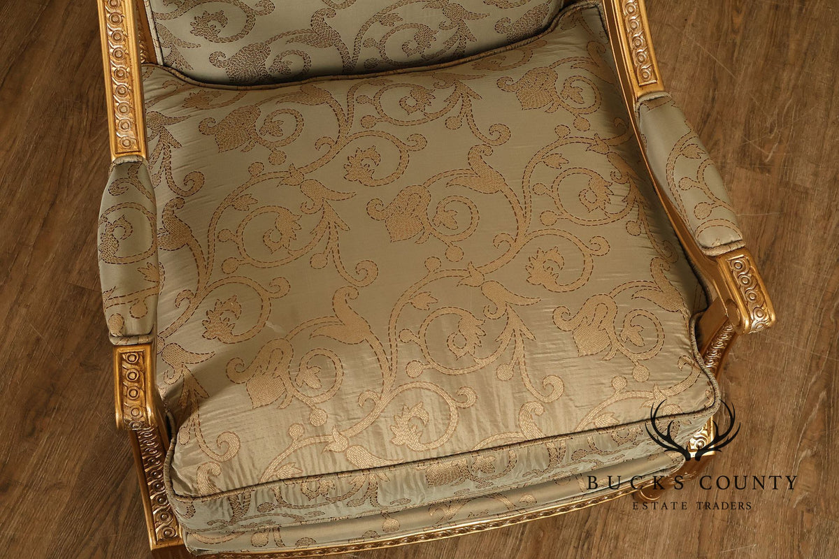 French Louis XVI Style Pair of Bergere Armchairs