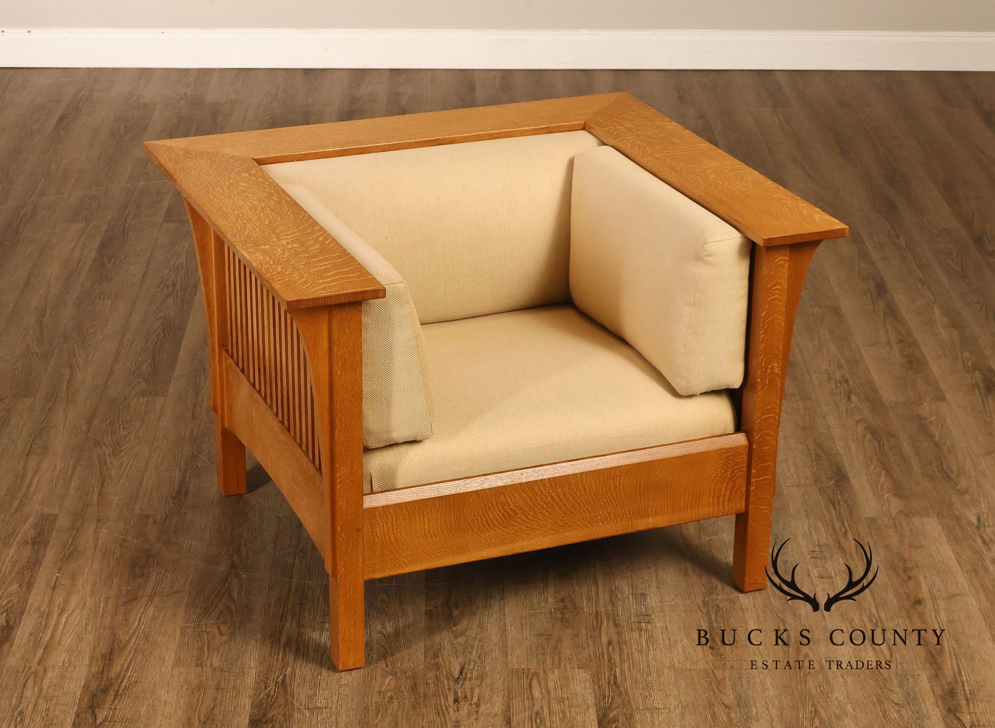 Stickley Mission Collection Prairie Spindle Oak Lounge Chair