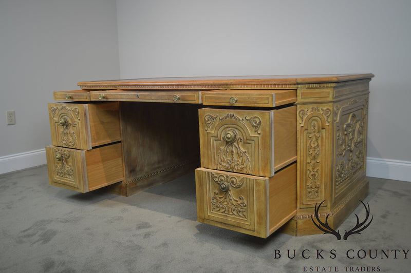 French Rococo Style Custom Quality Carved Executive Desk