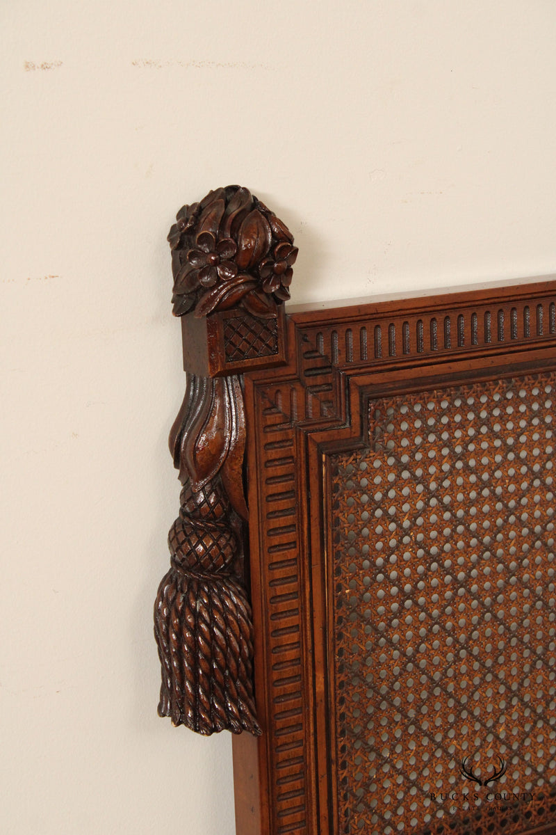 French Country Style Caned and Carved Queen Headboard