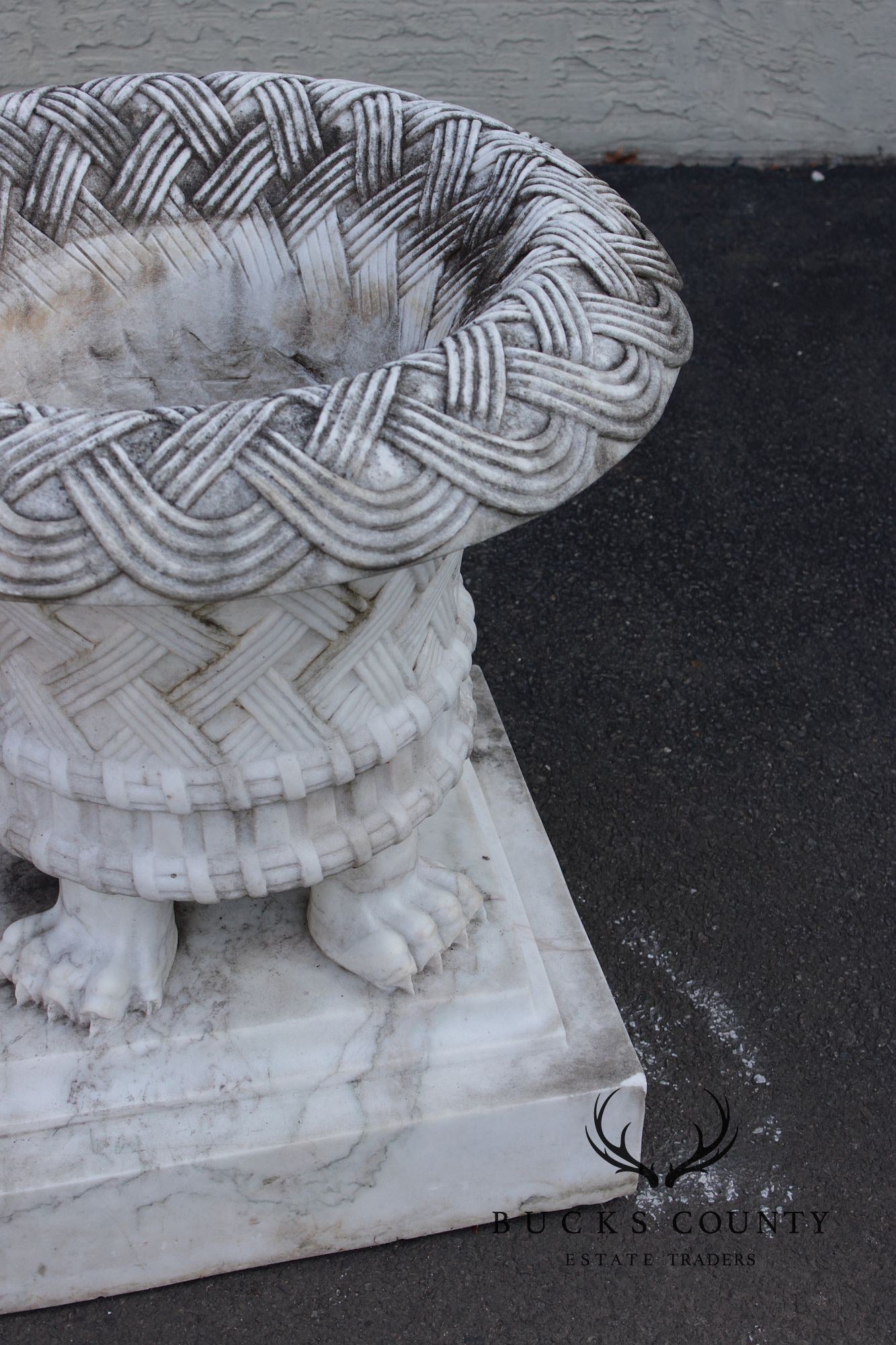 Georgian Style Large Vintage Carved Marble Garden Urn