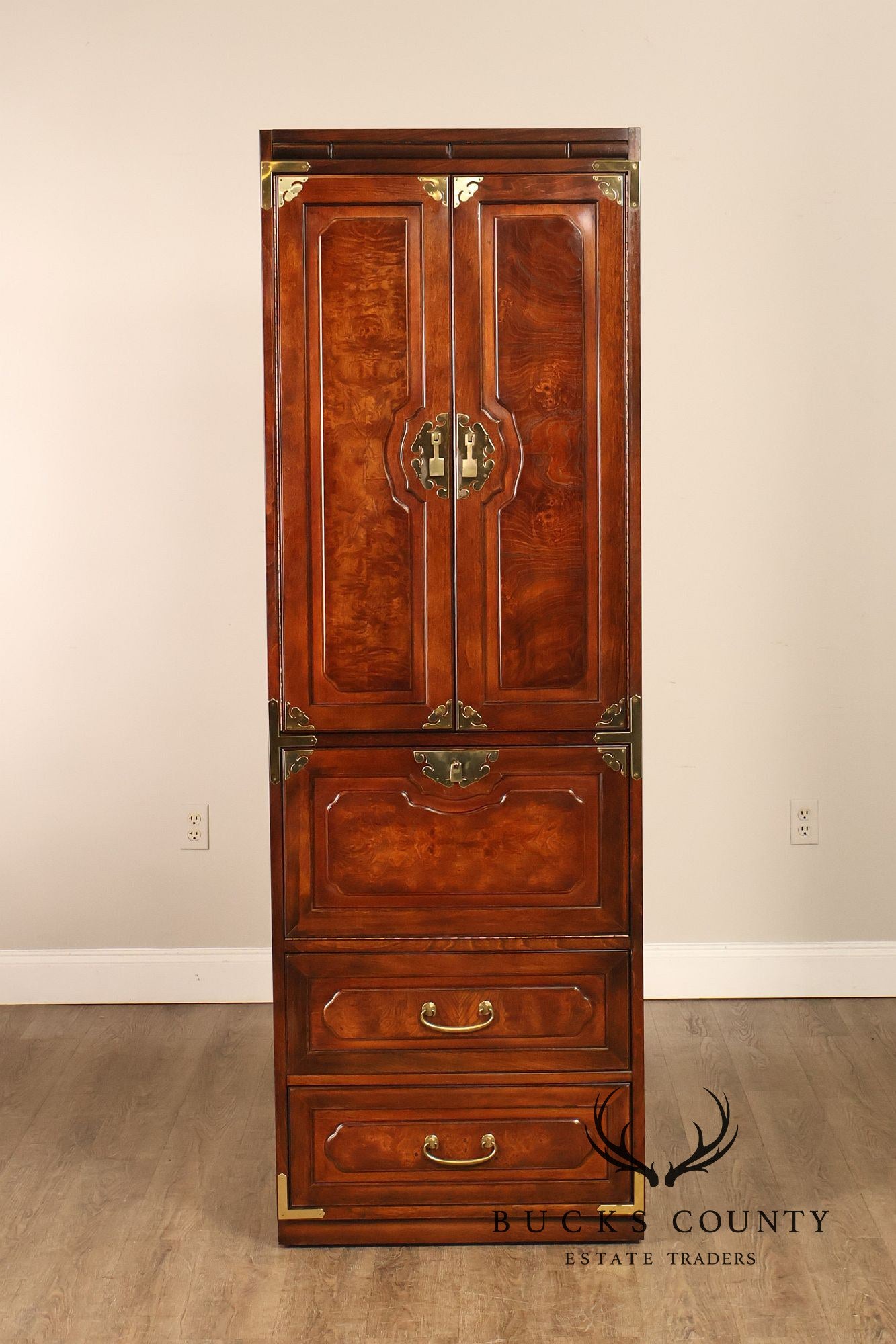 Bernhardt Pair Of Asian Campaign Style Linen Cabinets
