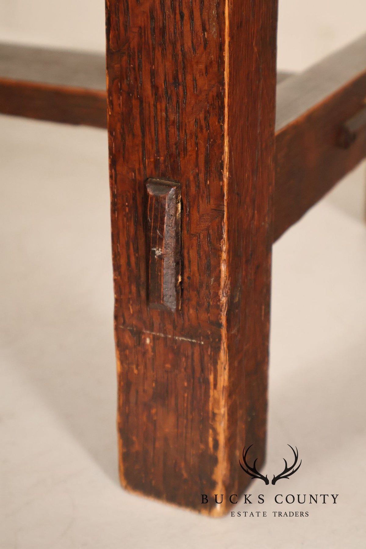 Arts And Crafts Oak Footstool With Leather Upholstered Seat