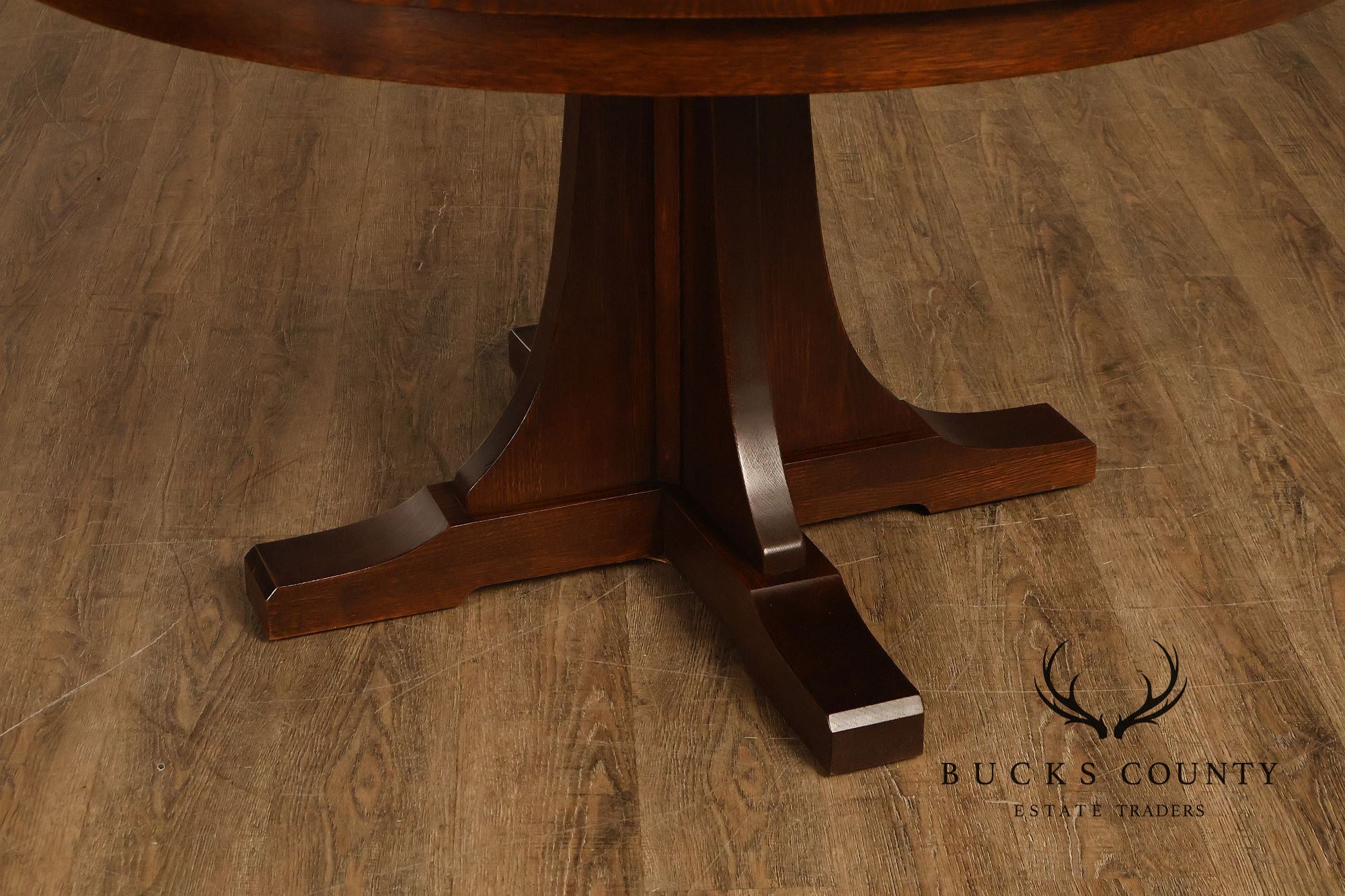 Stickley Mission Collection Round Oak Expandable Dining Table