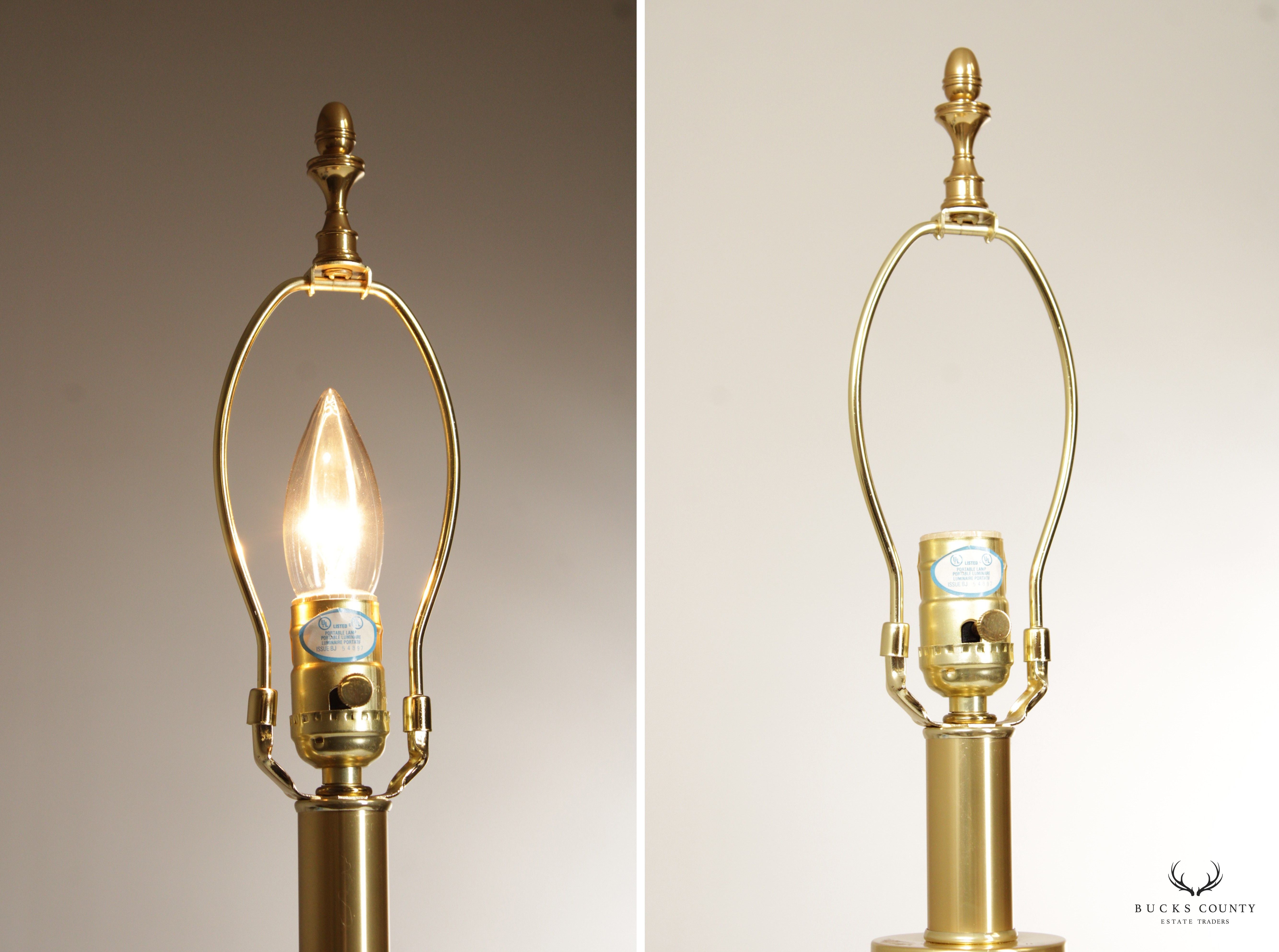 Pair of Traditional Polished Brass Urn Style Lamps