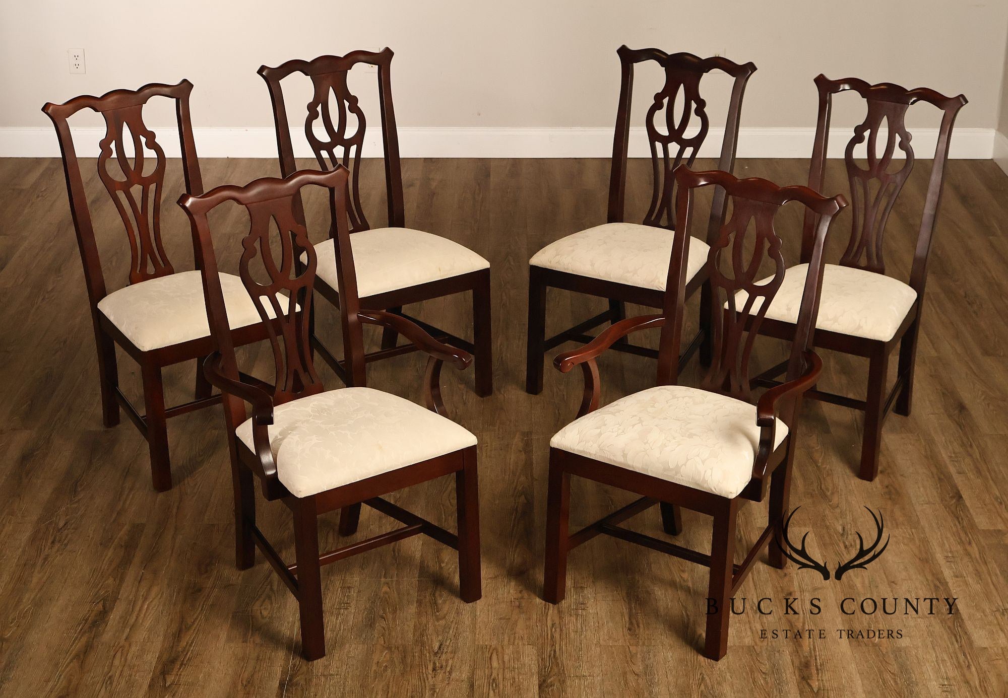 Thomasville Chippendale Style Mahogany Set Of Six Dining Chairs