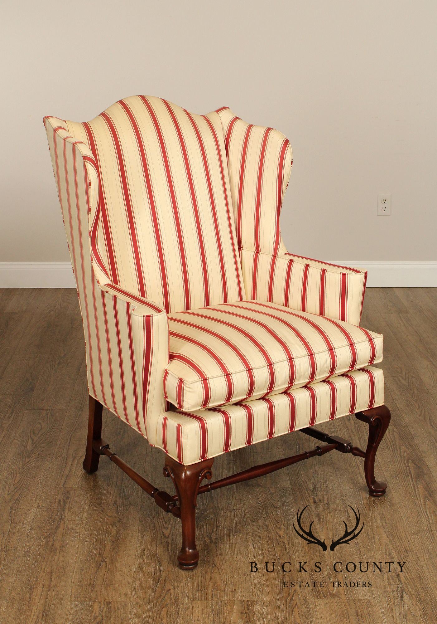 Southwood Queen Anne Style Pair of Mahogany Wing Chairs