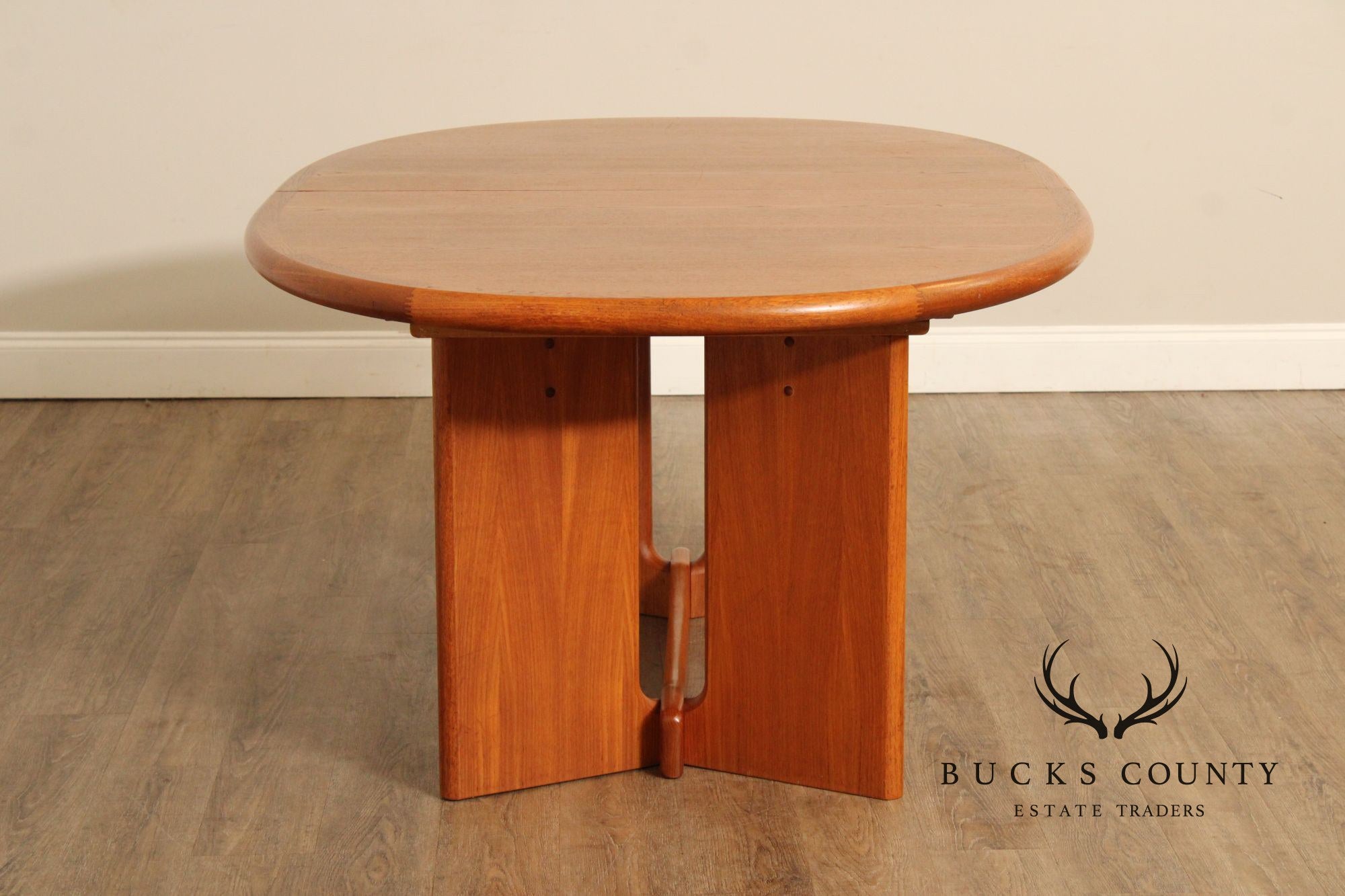 Ansager Møbler Danish Modern Teak Expandable Oval Top Dining Table