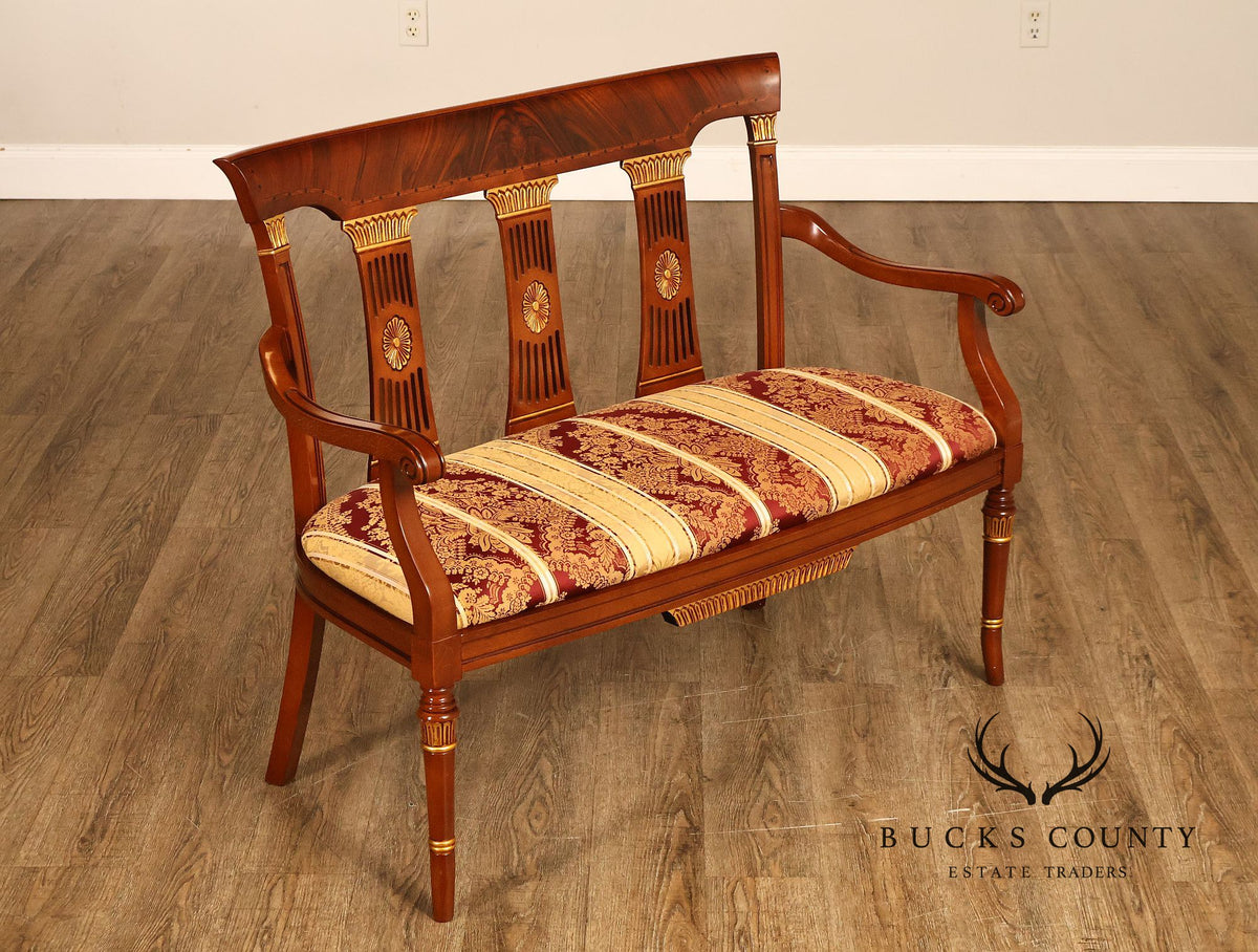 Neoclassical Style Mahogany And Gilt Upholstered Settee