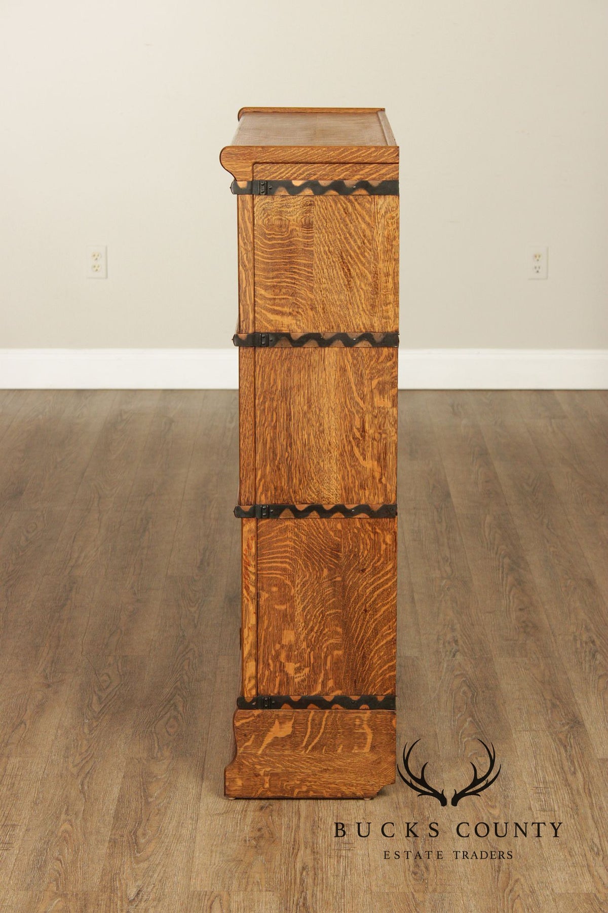 Antique Macey Oak Three Stack Barrister Bookcase