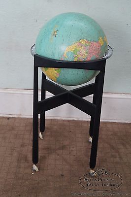 Jens Risom Hans Knoll Mid Century Black Wood Frame Globe on Stand