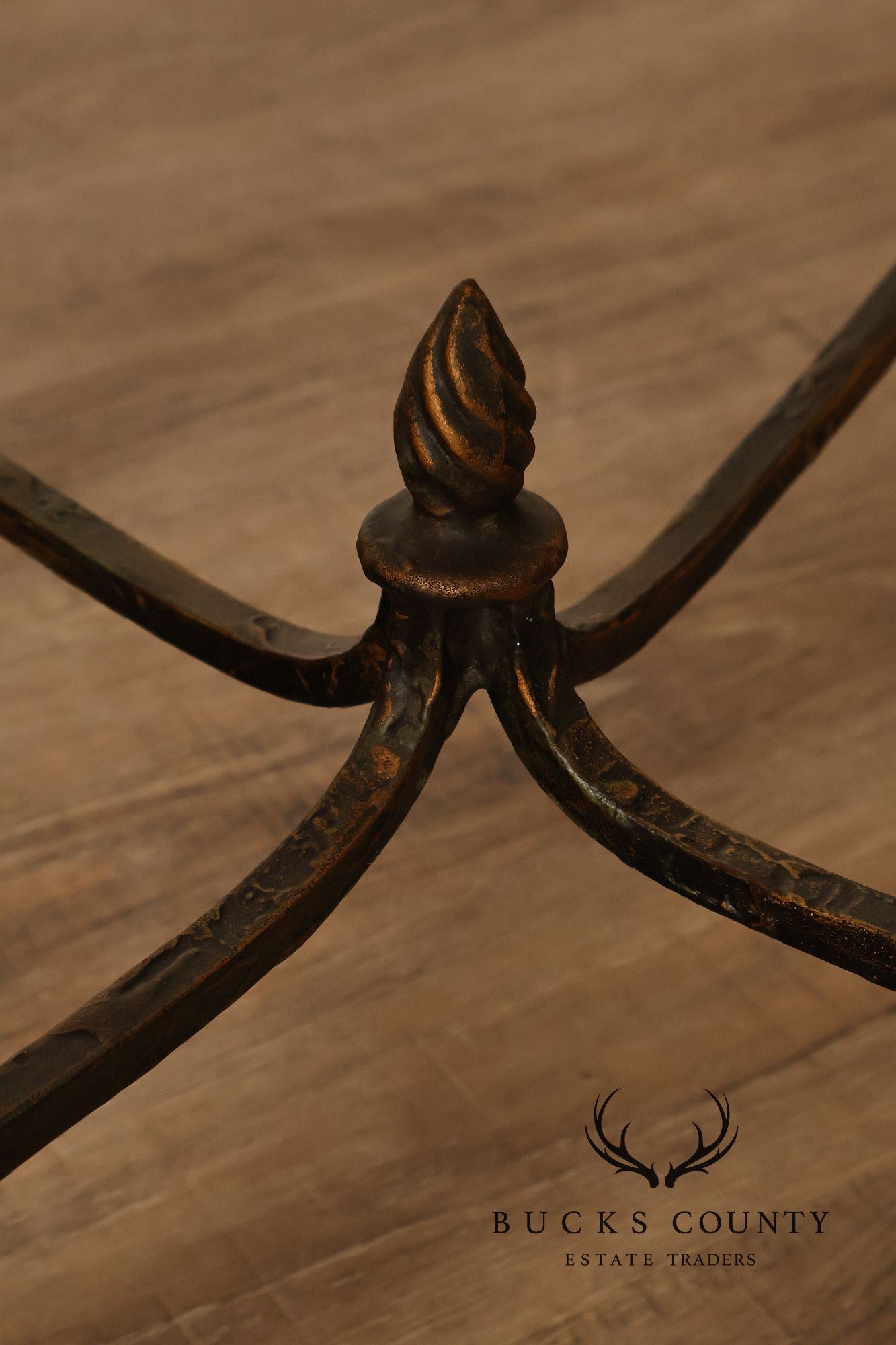 Neoclassical Revival Glass Top Metal Accent Table