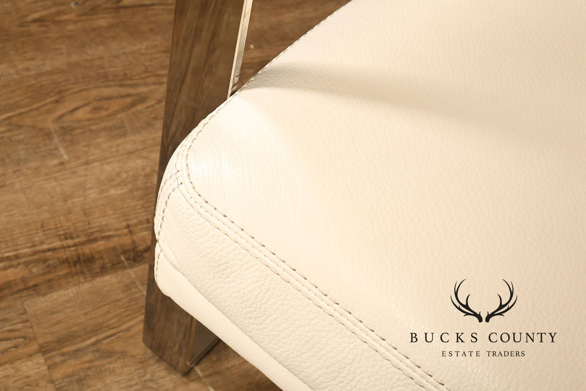 Modern Style Chrome and Leather Lounge Chair