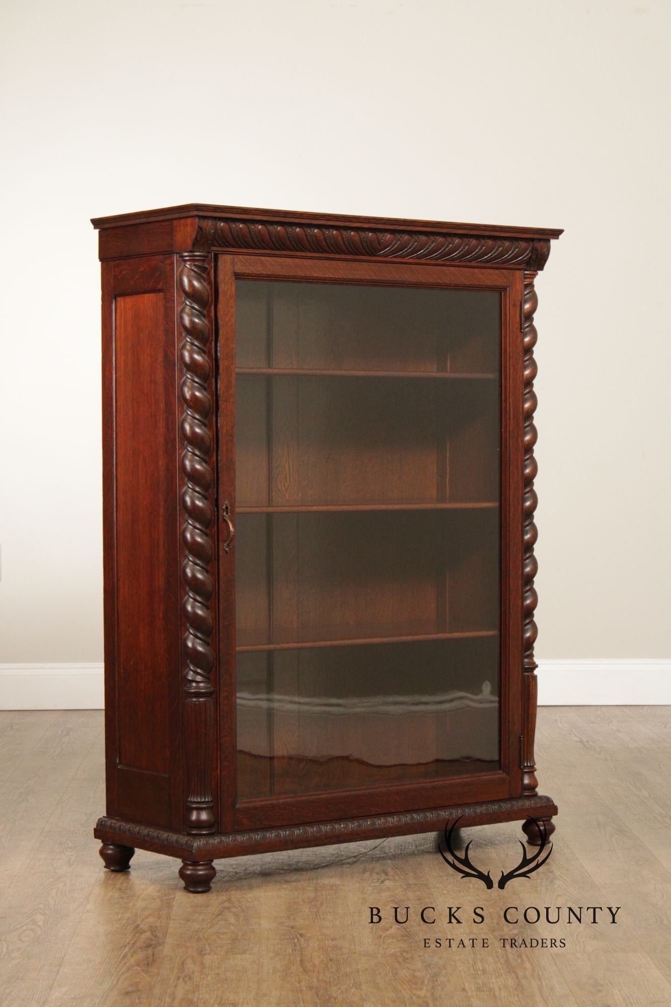 Antique Victorian Oak Barley Twist Bookcase