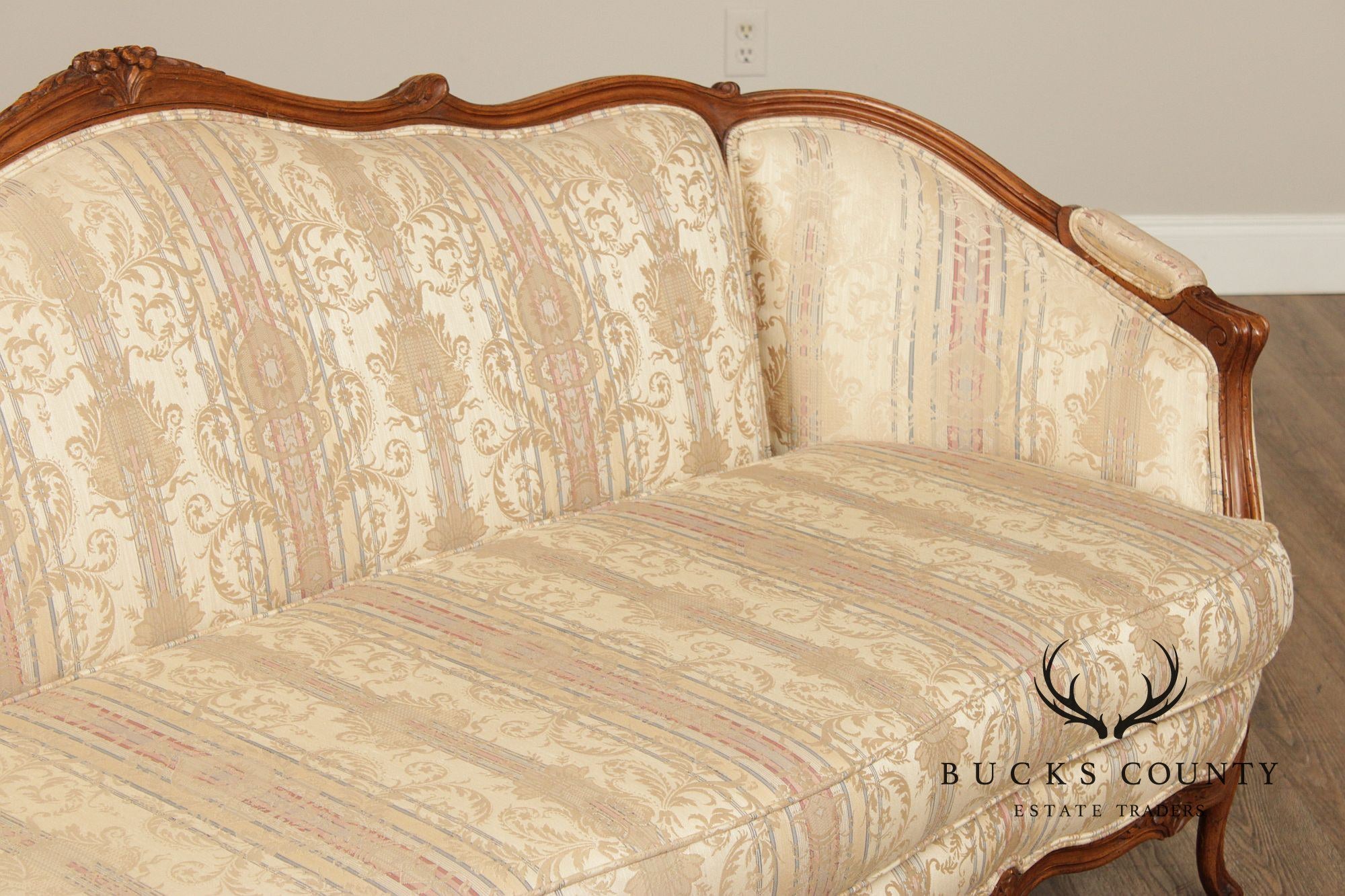 French Louis XV Style Carved Frame Sofa