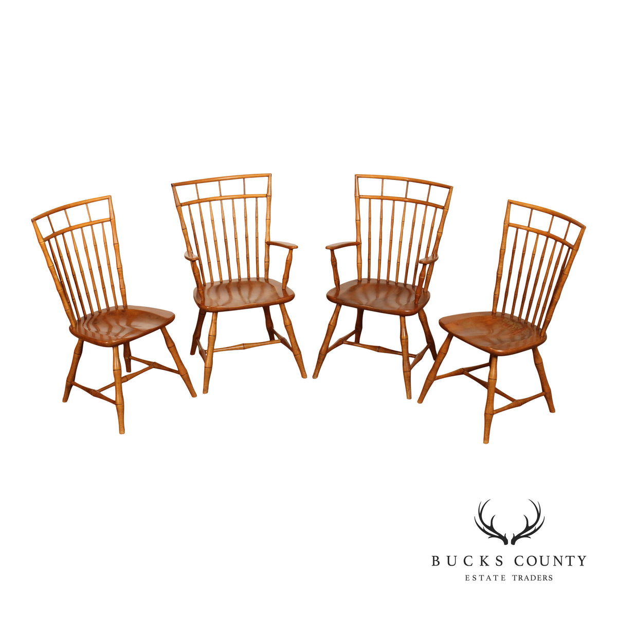 Ethan Allen Set of Four Faux Bamboo Dining Chairs